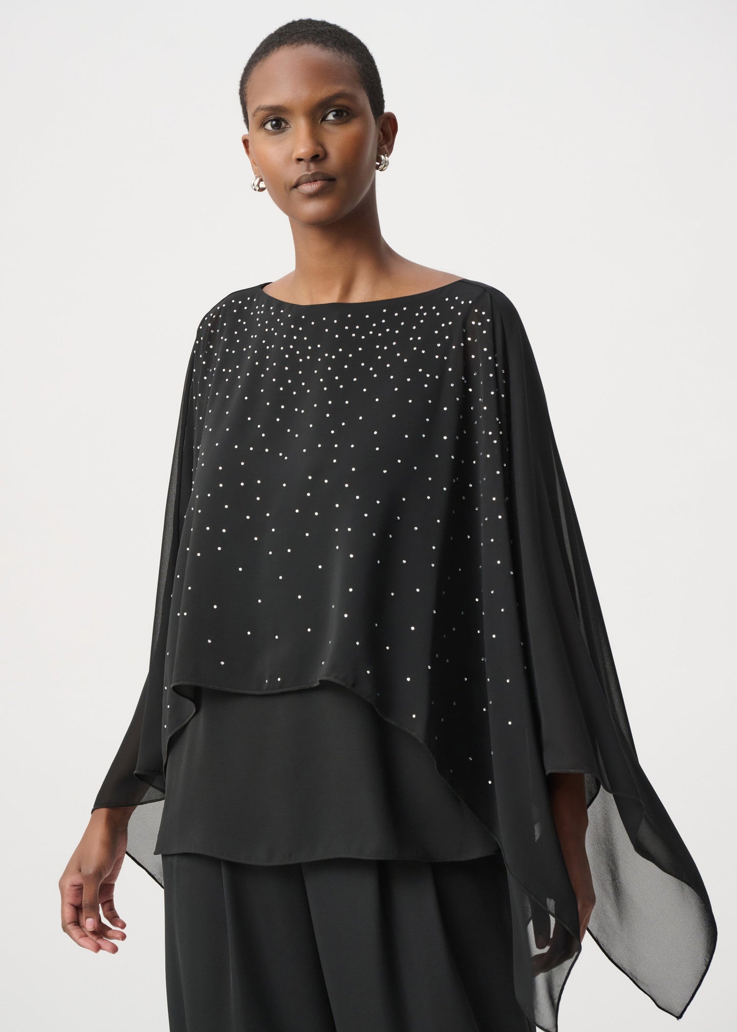 Joseph Ribkoff - Rhinestone-Embellished Chiffon Poncho