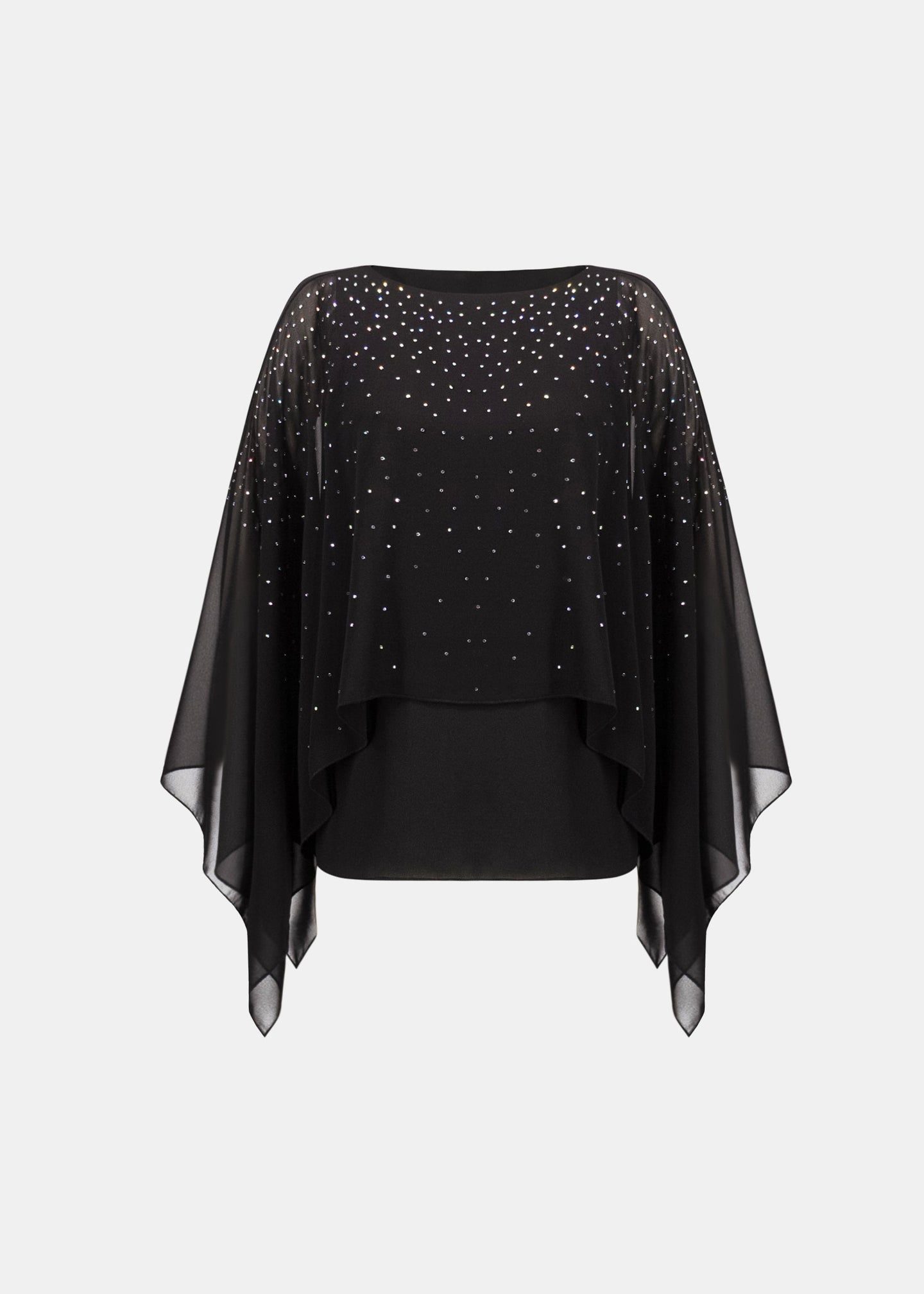 Joseph Ribkoff - Rhinestone-Embellished Chiffon Poncho