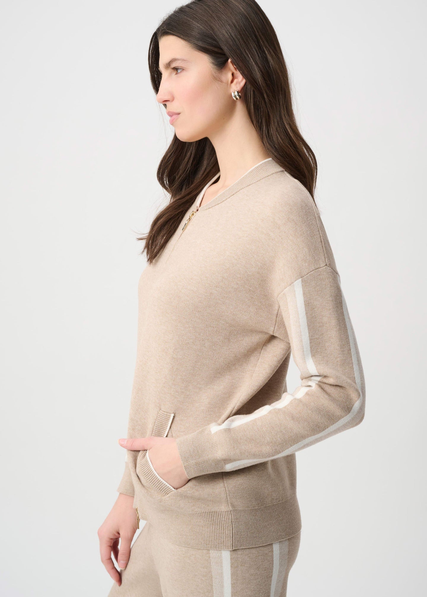 Joseph Ribkoff - Striped Sleeve Bomber Jacket