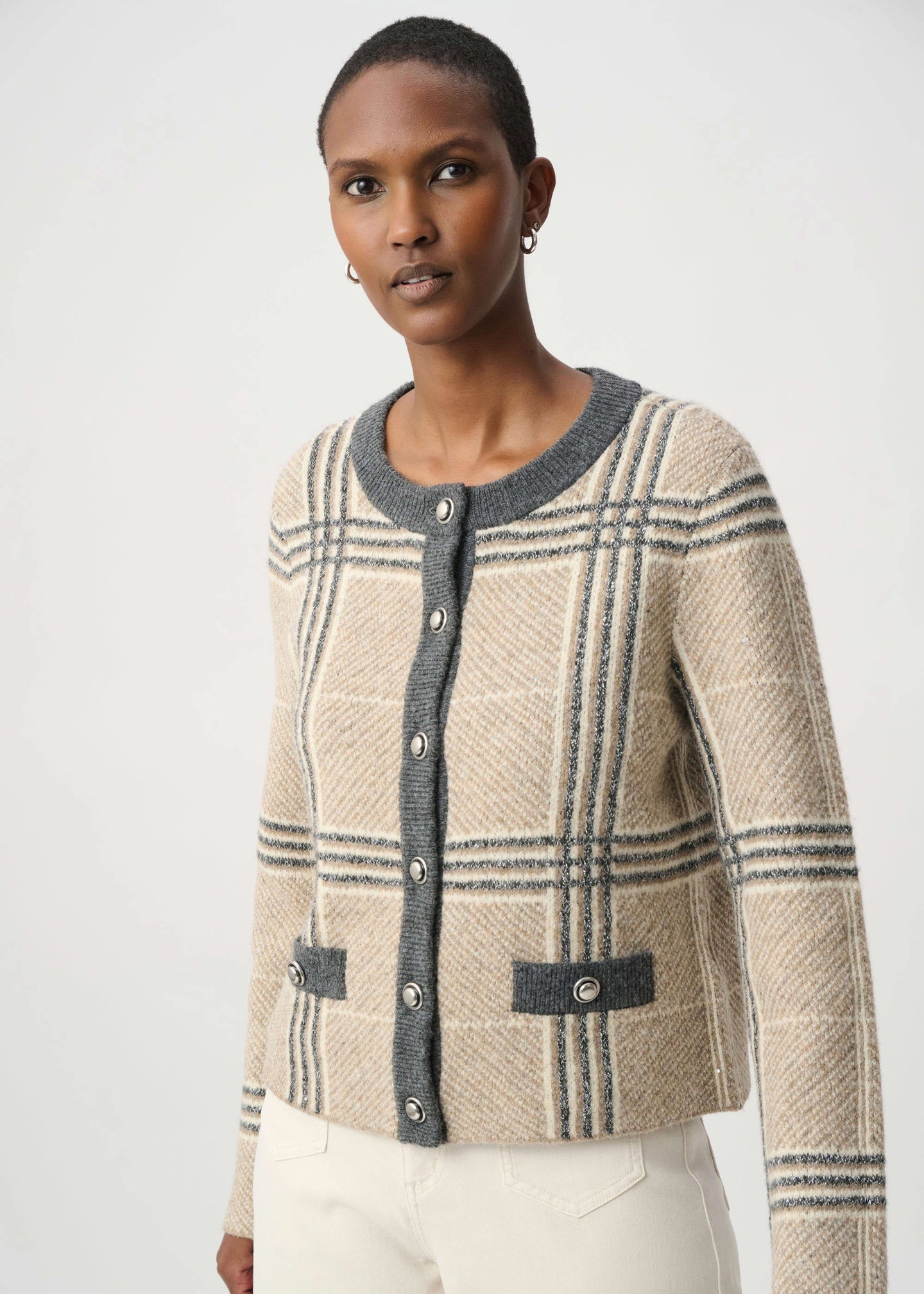 Joseph Ribkoff - Plaid Straight-Fit Cardigan