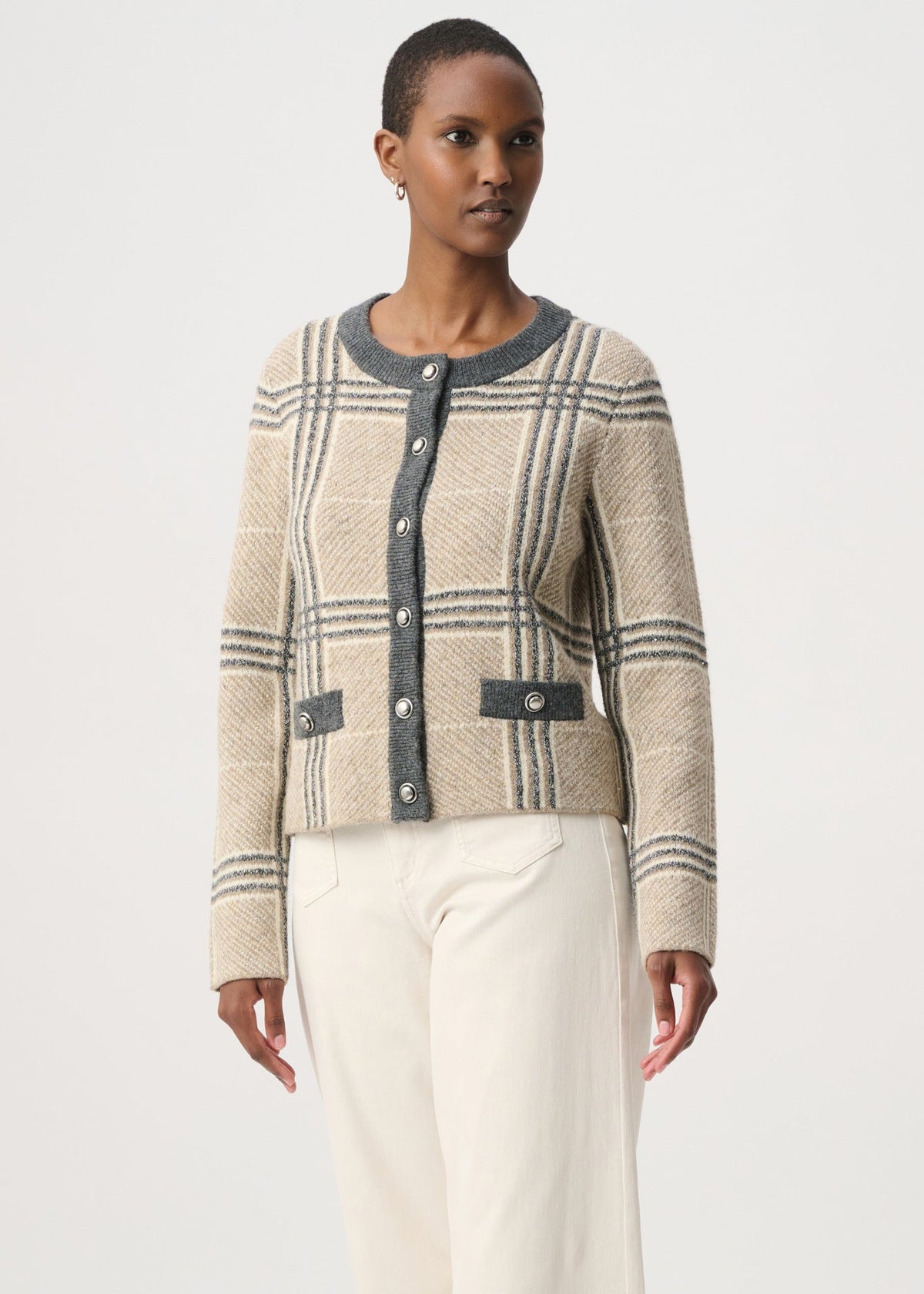 Joseph Ribkoff - Plaid Straight-Fit Cardigan