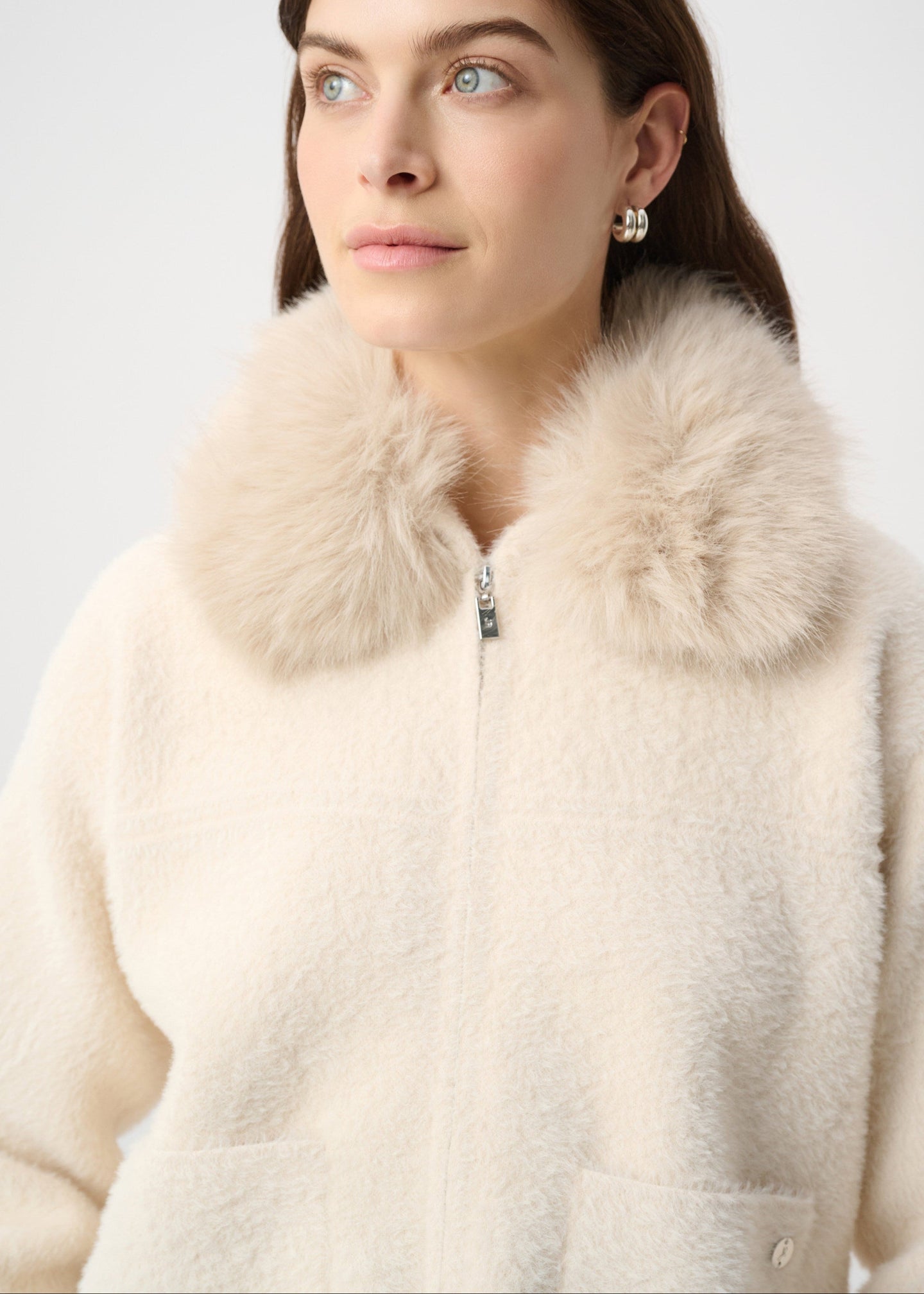 Joseph Ribkoff - Detachable Faux Fur Collar Jacket