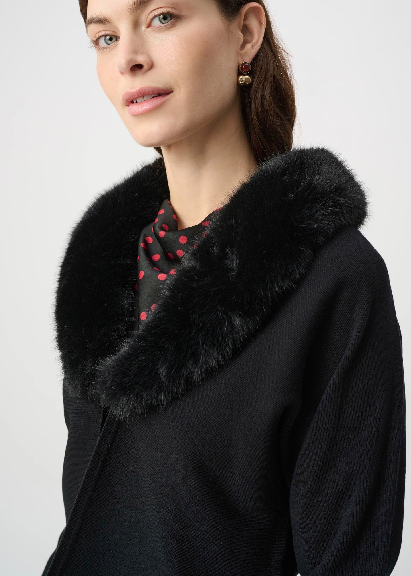 Joseph Ribkoff - Removable Faux Fur Collar Cardigan