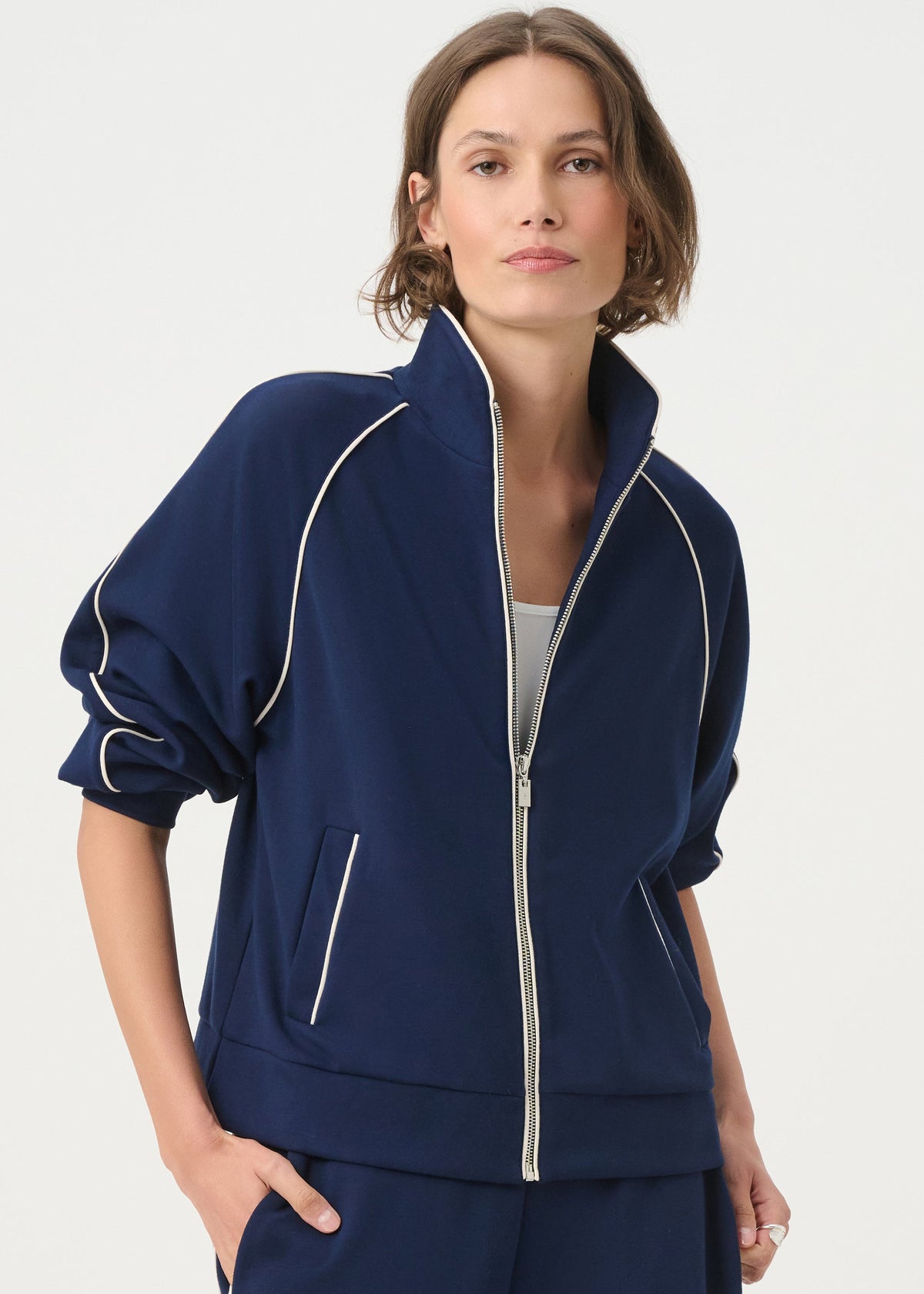 Joseph Ribkoff - Piped Funnel Neck Track Jacket