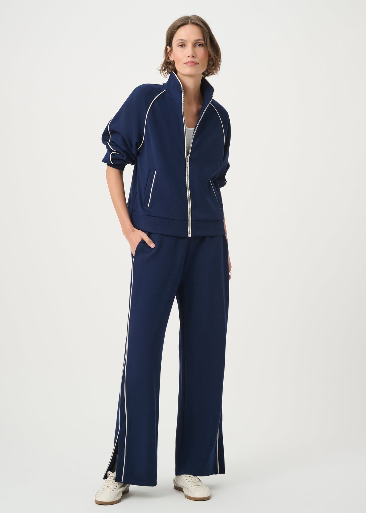 Joseph Ribkoff - Piped Funnel Neck Track Jacket