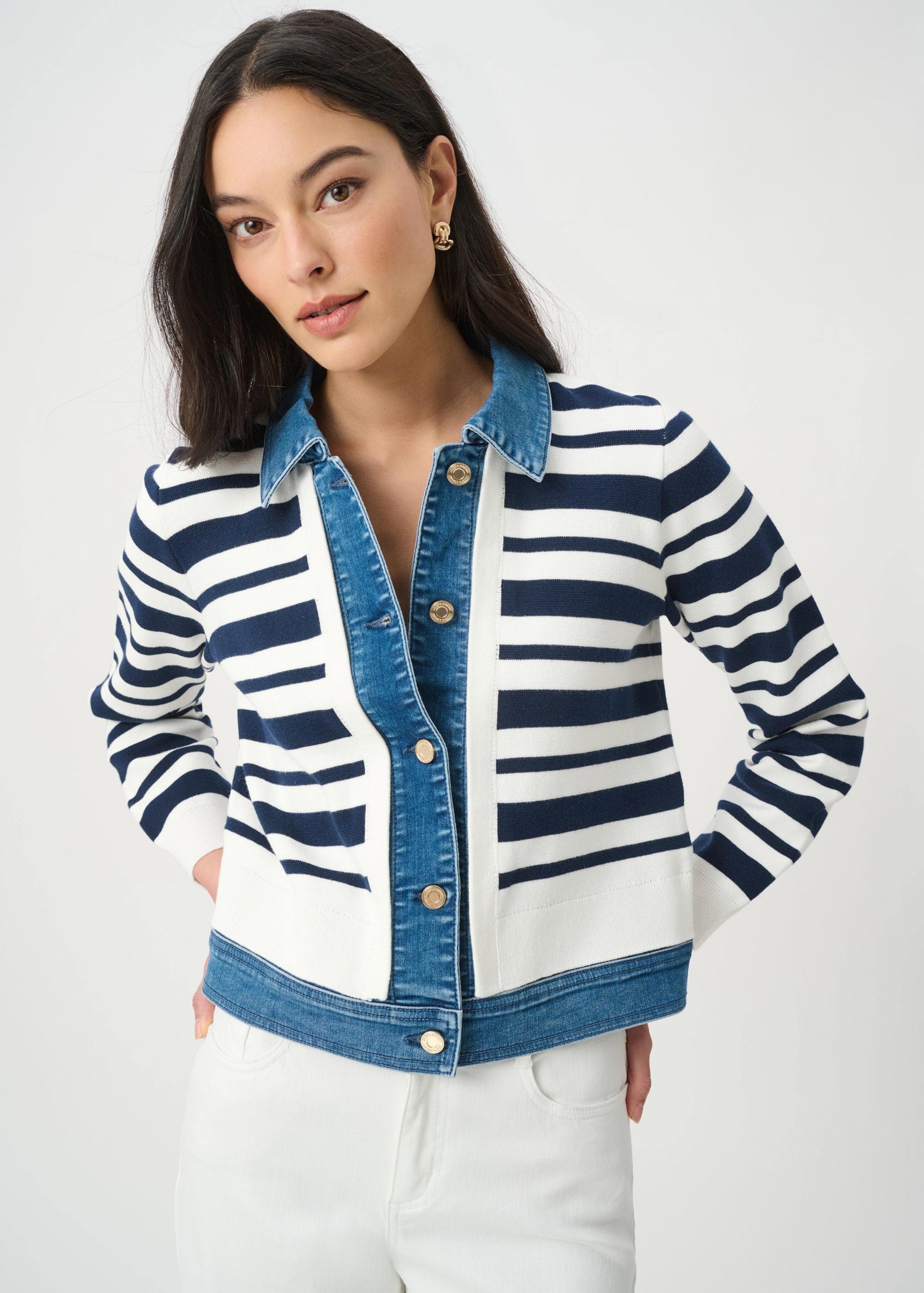 Joseph Ribkoff - Striped Cotton Knit Jacket