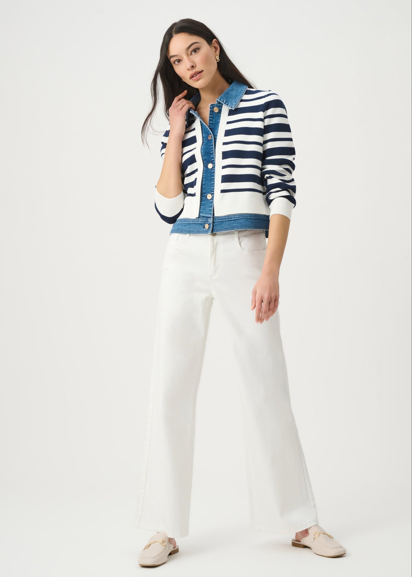 Joseph Ribkoff - Striped Cotton Knit Jacket