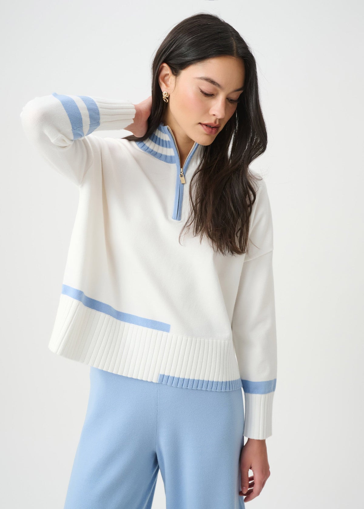 Joseph Ribkoff - Striped Mock Neck Sweater