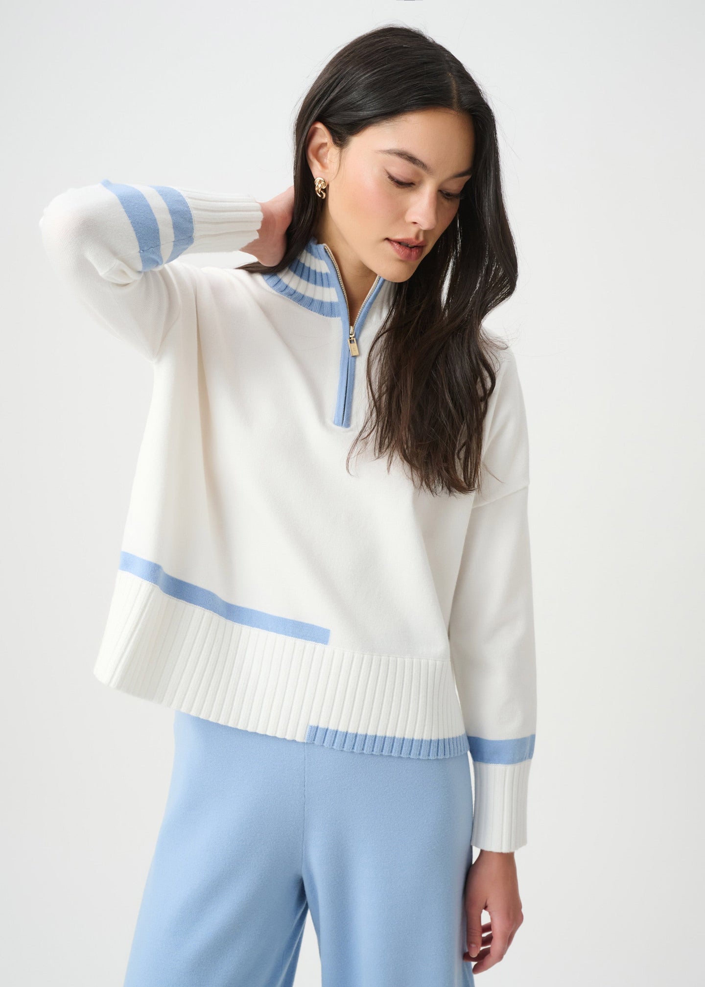 Joseph Ribkoff - Striped Mock Neck Sweater