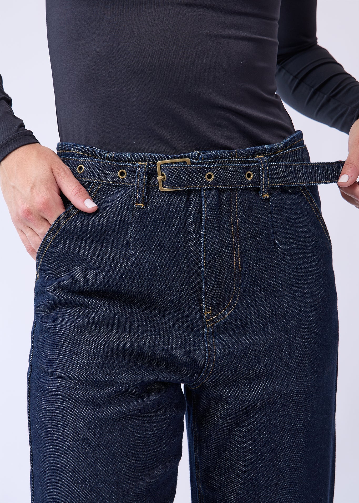Yoga - Chloe Straight Belted Jean - Midnight
