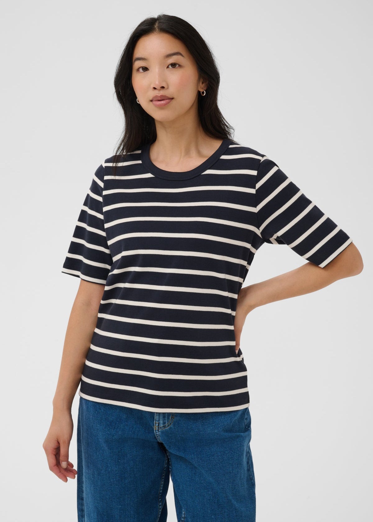 NAVY EGGNOG STRIPE