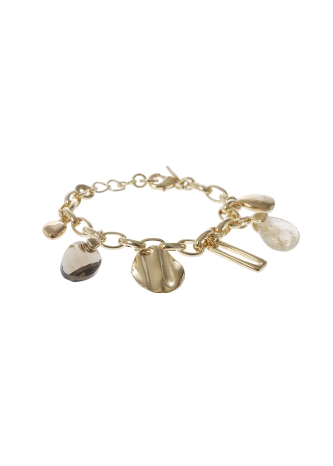 Gold-Tone Chain & Smoky Crystal Charm Bracelet