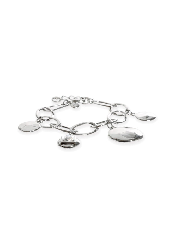 Silver-Tone Chain & Disc Charm Bracelet