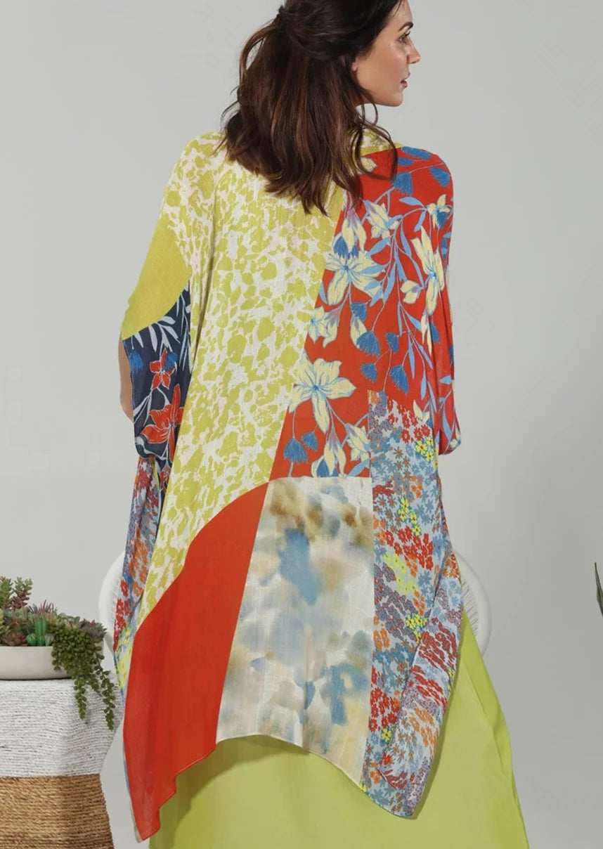 Paparazzi - Viscose Slub Floral & Abstract Pattern Kimono