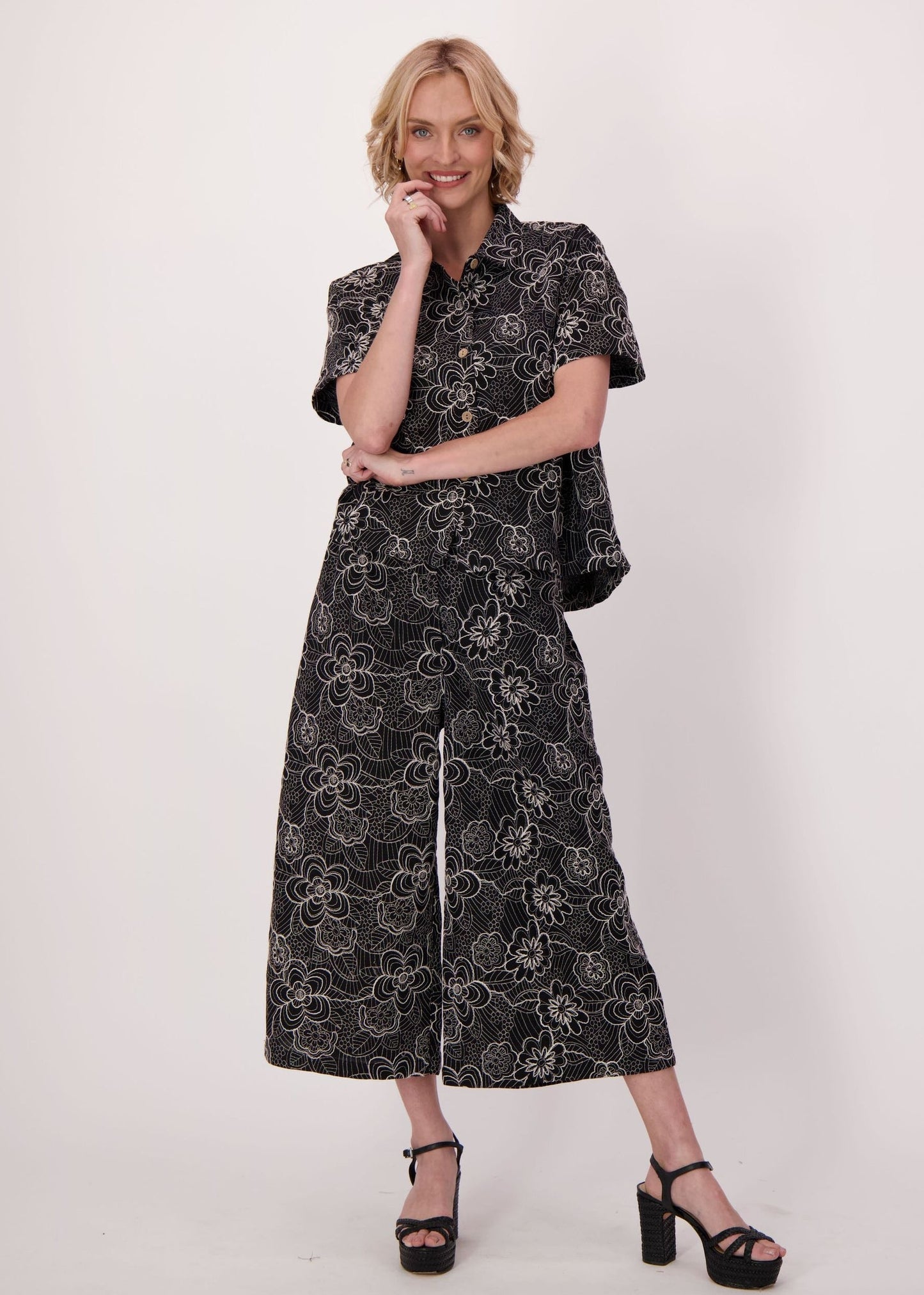 Gabby Isabella - Noir Botanical Embroidered Pant - SALE
