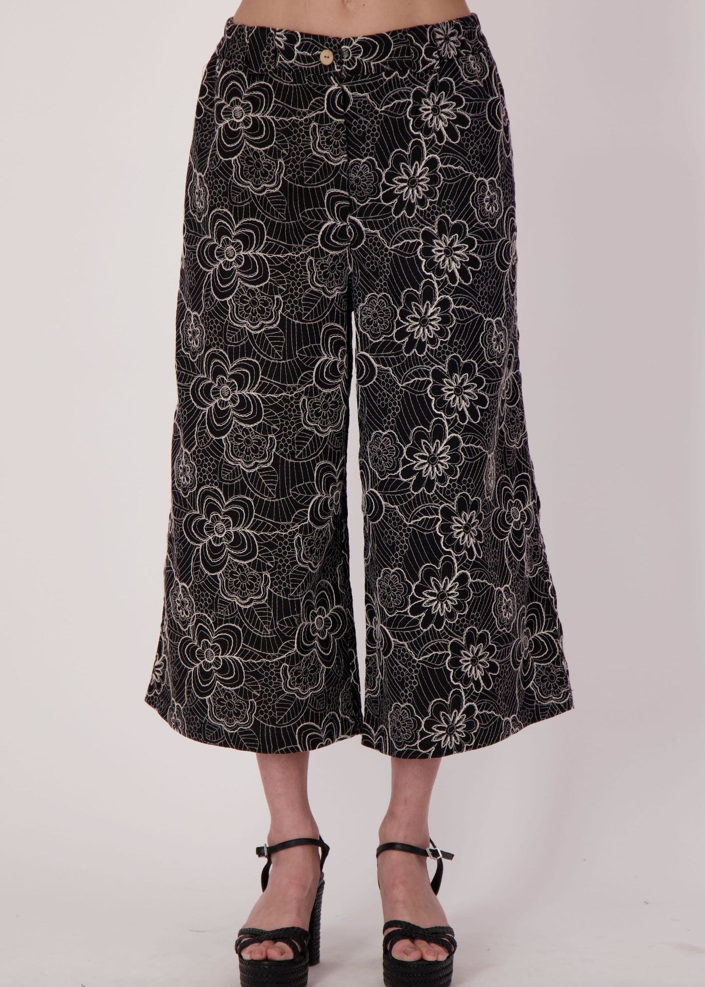 Gabby Isabella - Noir Botanical Embroidered Pant - SALE