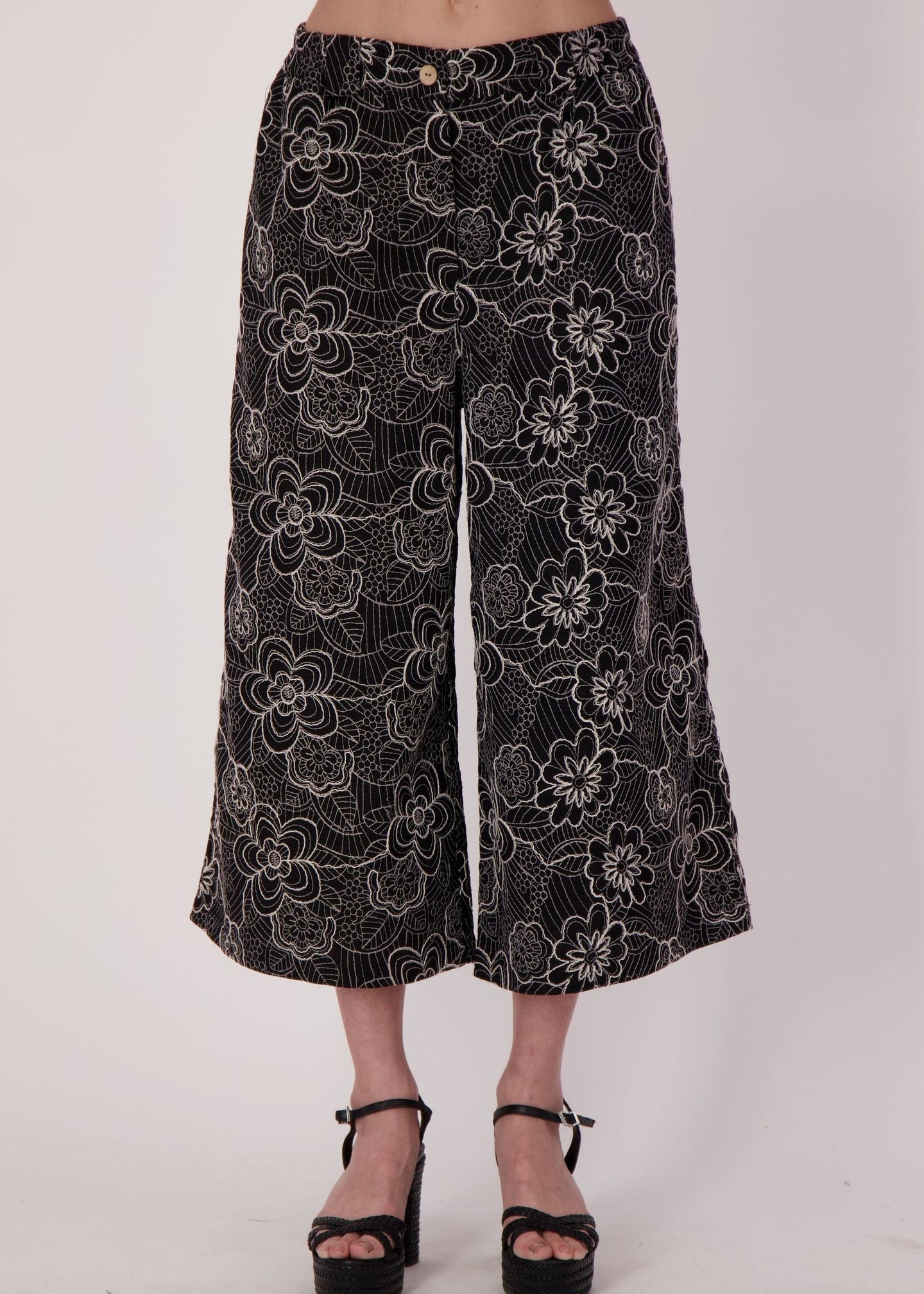 Gabby Isabella - Noir Botanical Embroidered Pant - SALE