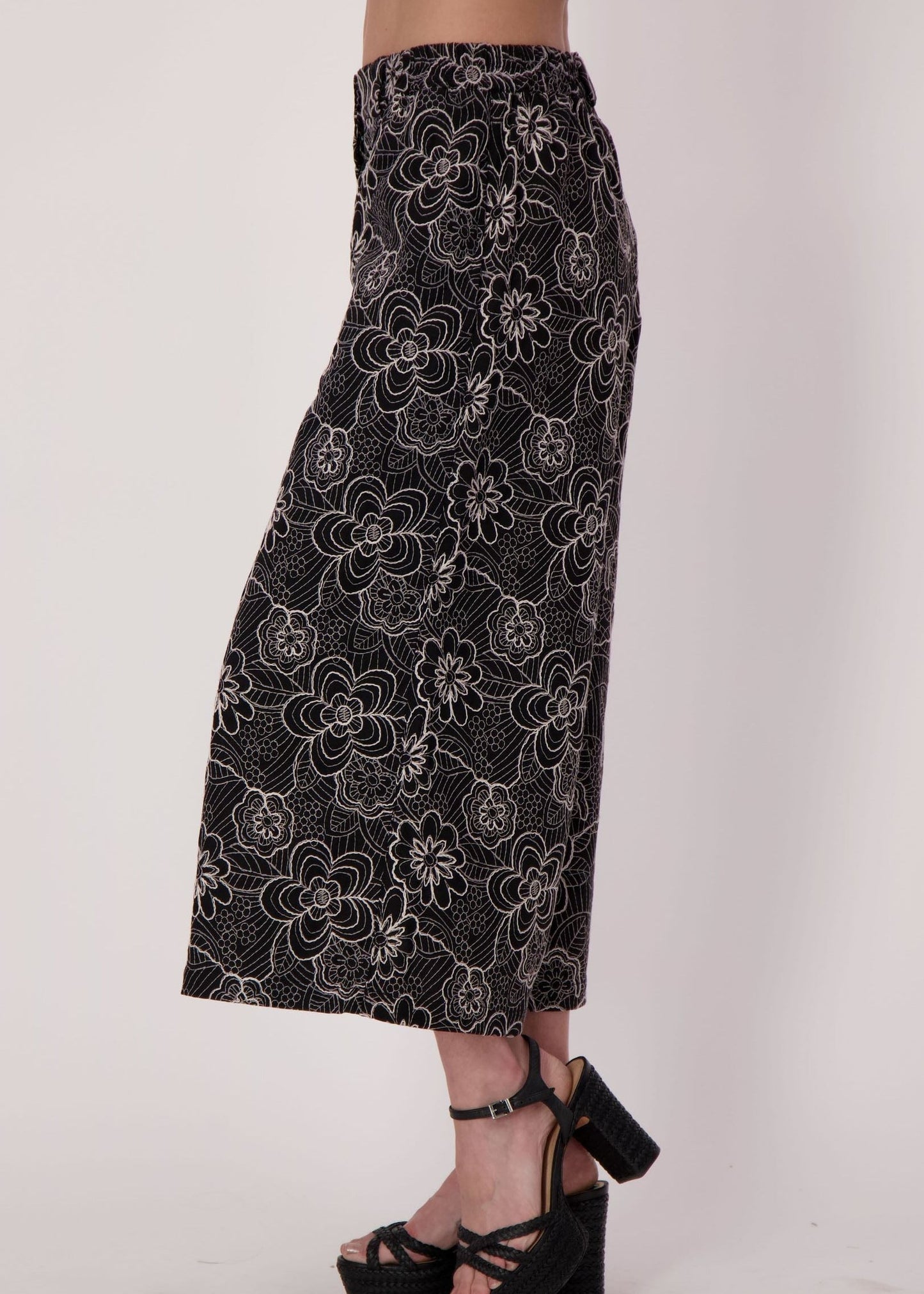 Gabby Isabella - Noir Botanical Embroidered Pant - SALE