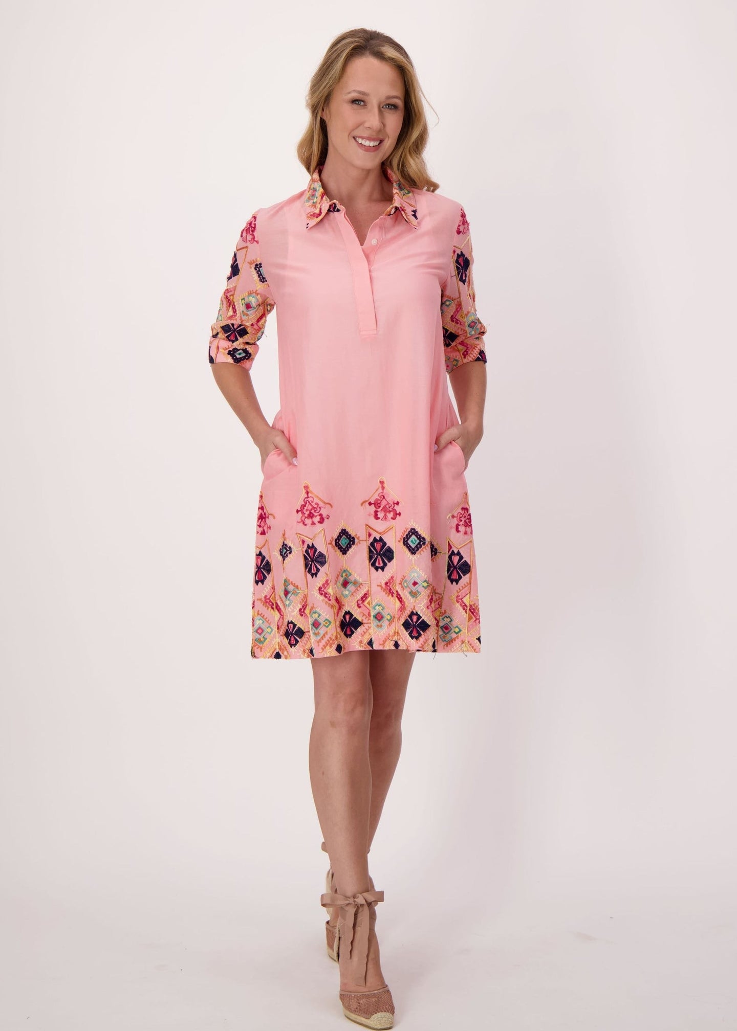 Gabby Isabella - Aztec Embroidered Cotton Dress - SALE
