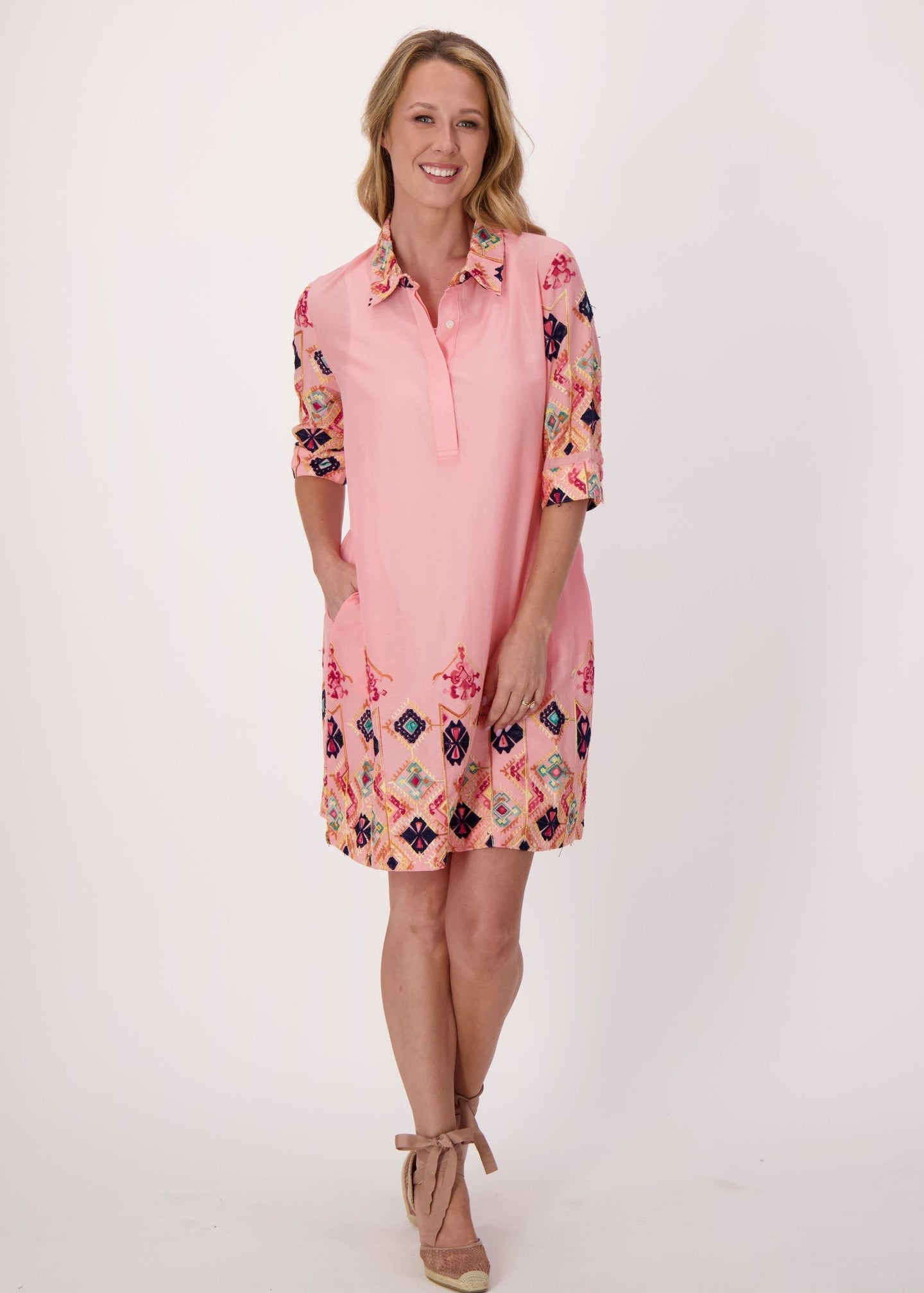 Gabby Isabella - Aztec Embroidered Cotton Dress - SALE