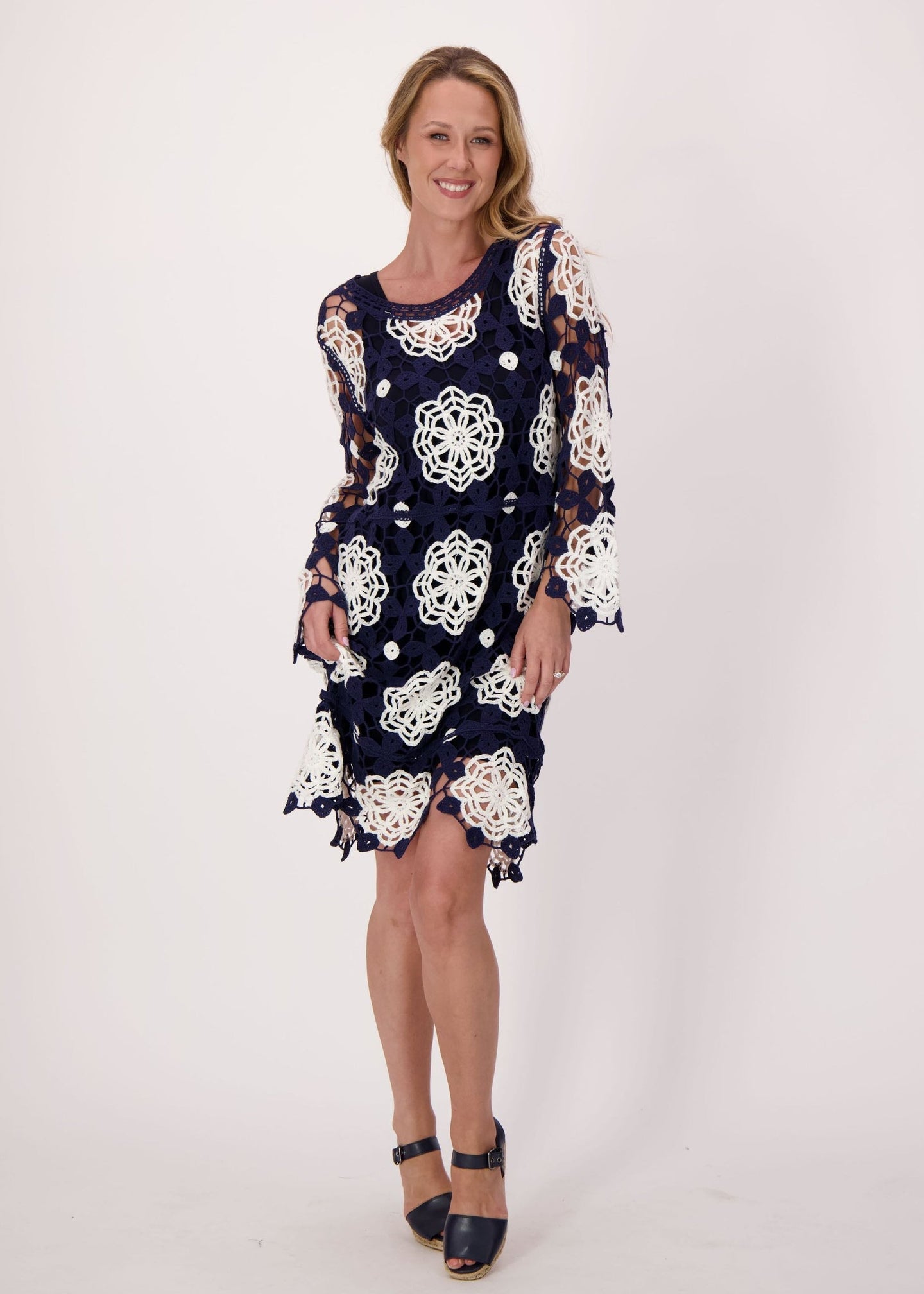 Gabby Isabella - Crochet Bloom Sweater Dress - SALE