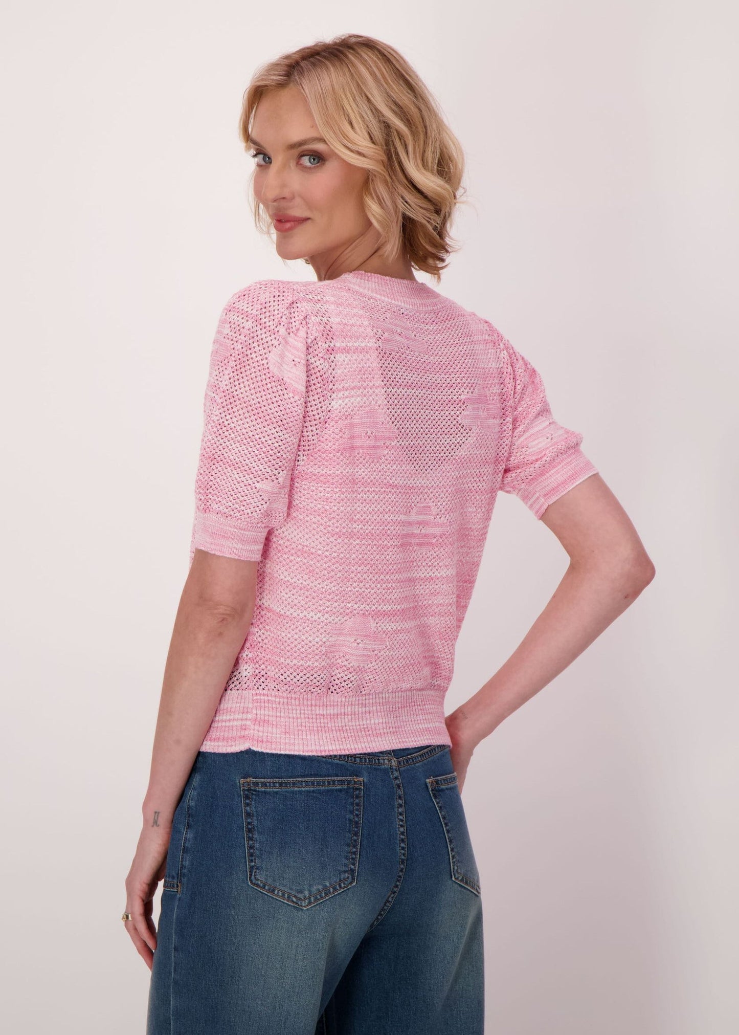 Gabby Isabella - Flower Applique Short Sleeve Cardigan - SALE