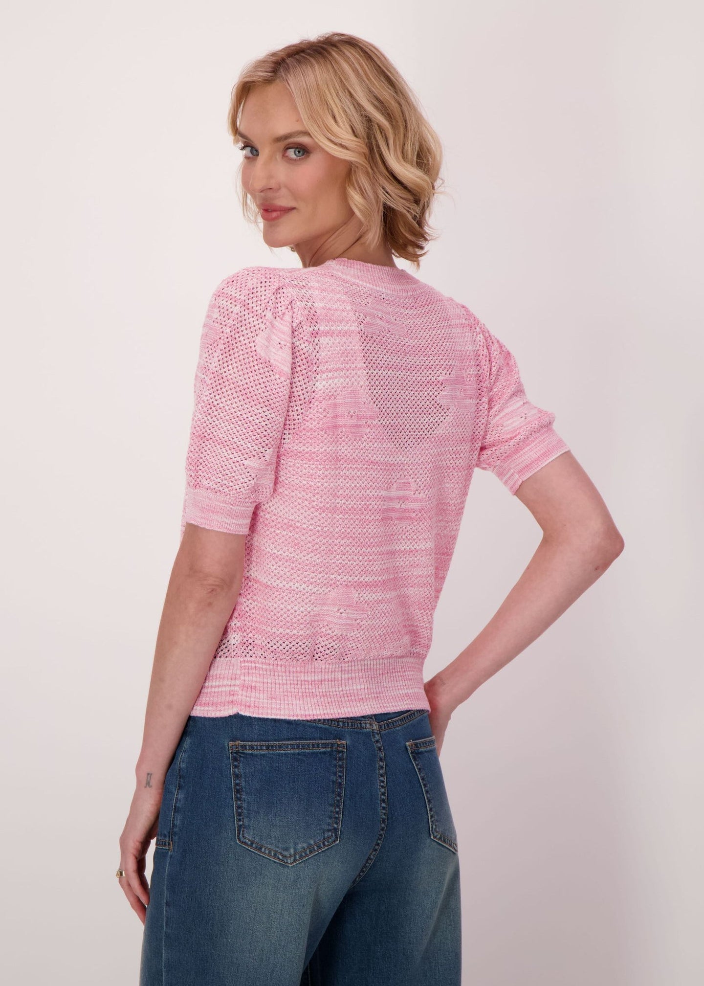 Gabby Isabella - Flower Applique Short Sleeve Cardigan - SALE