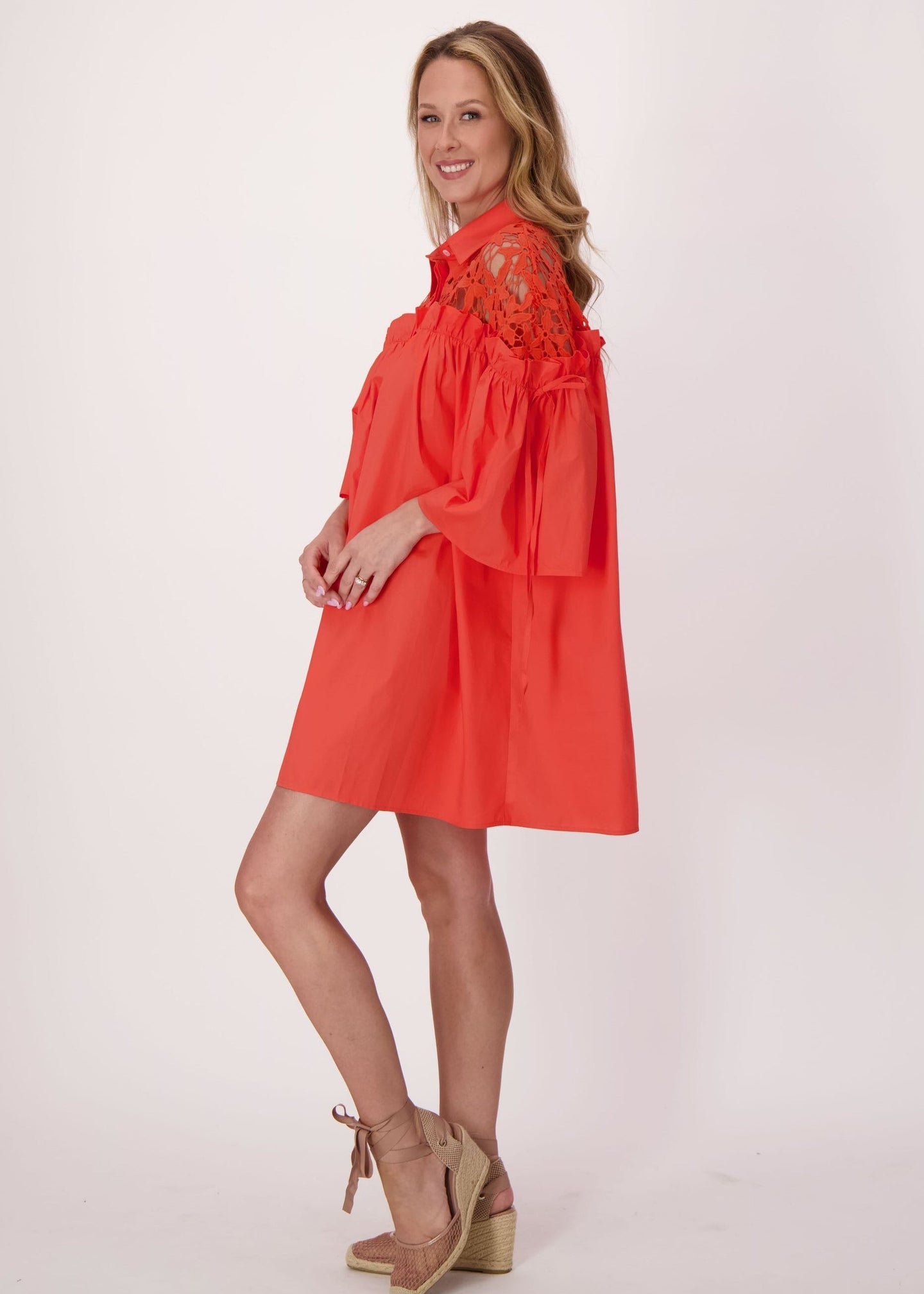 Gabby Isabella - Crochet Shoulder Full Swing Cotton Dress - SALE