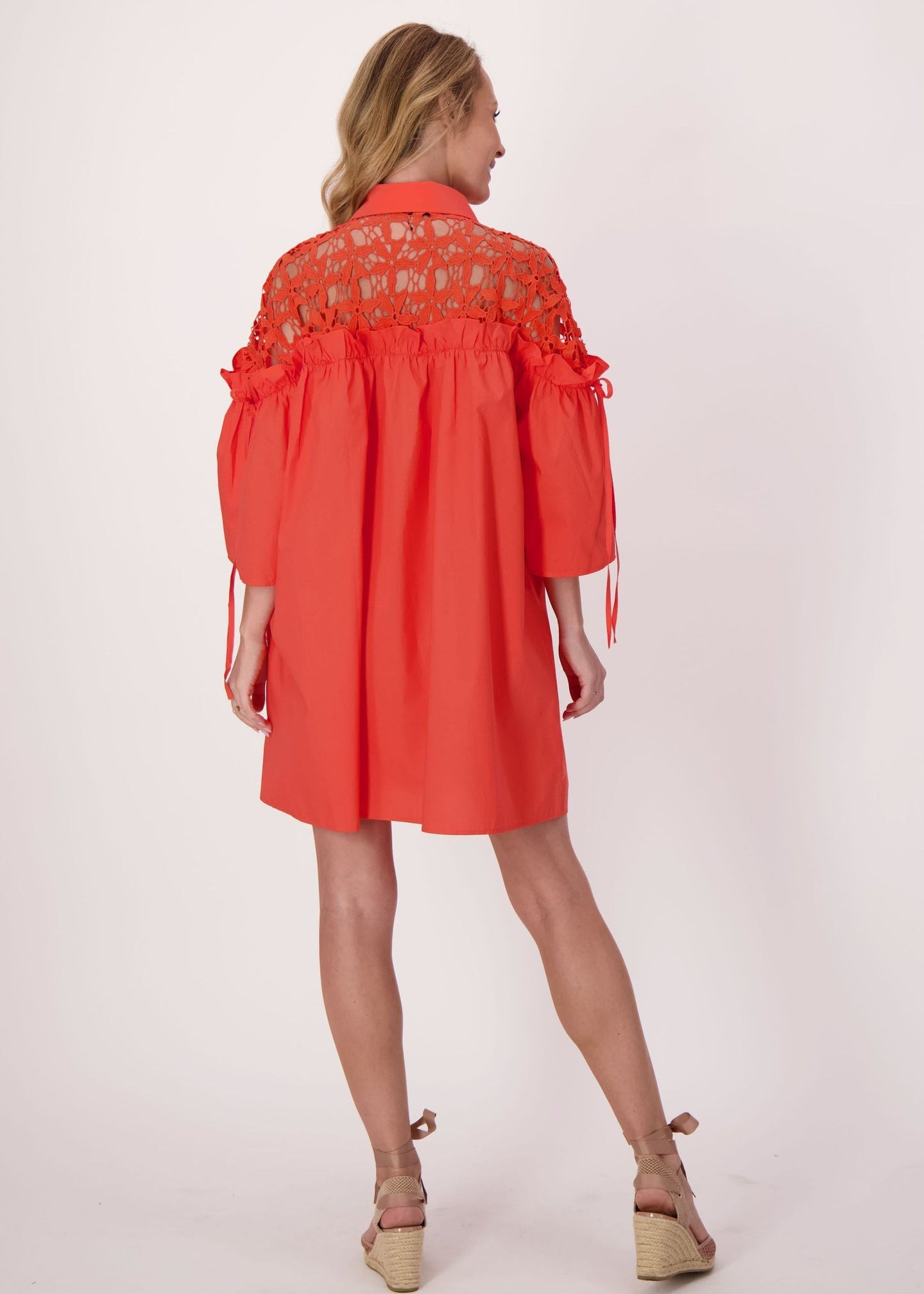 Gabby Isabella - Crochet Shoulder Full Swing Cotton Dress - SALE