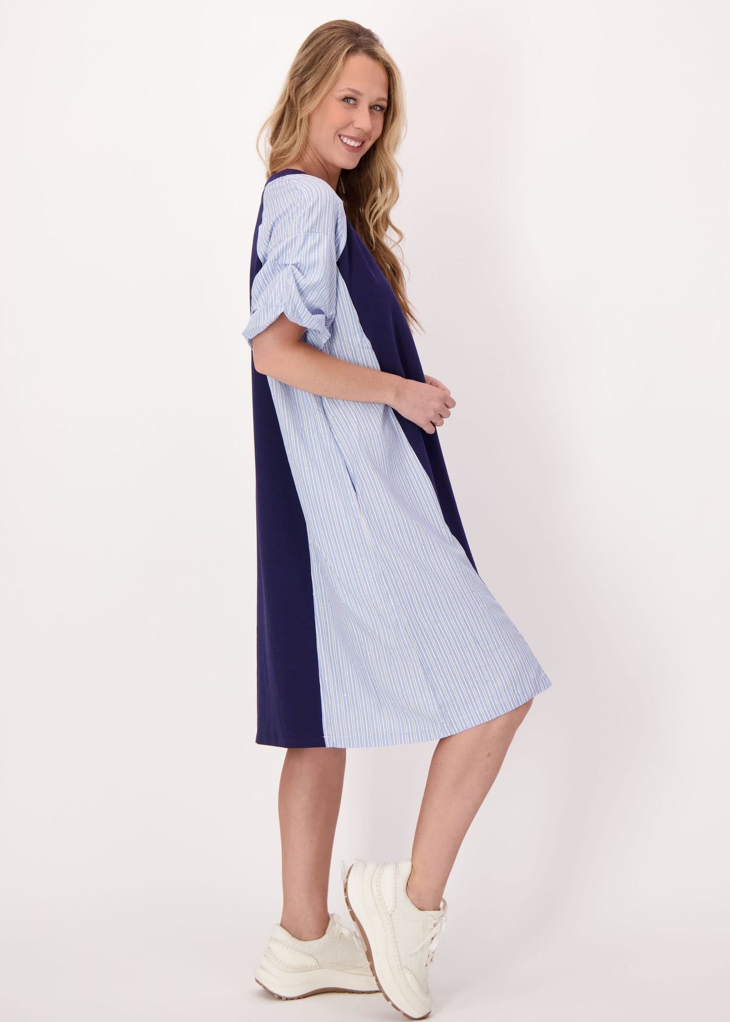 Gabby Isabella - Sparkle Side Stripe V-Neck Dress - SALE
