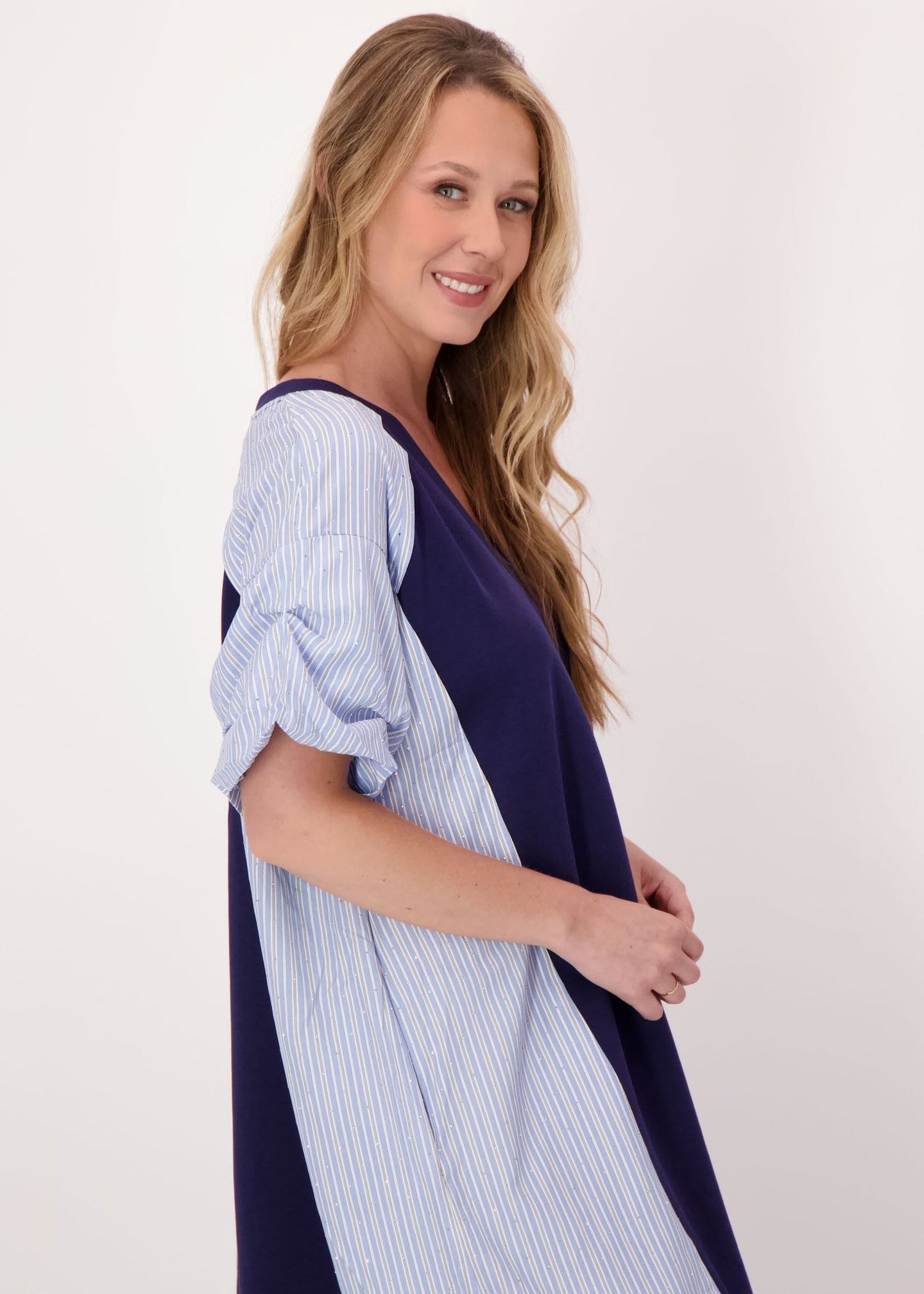 Gabby Isabella - Sparkle Side Stripe V-Neck Dress - SALE
