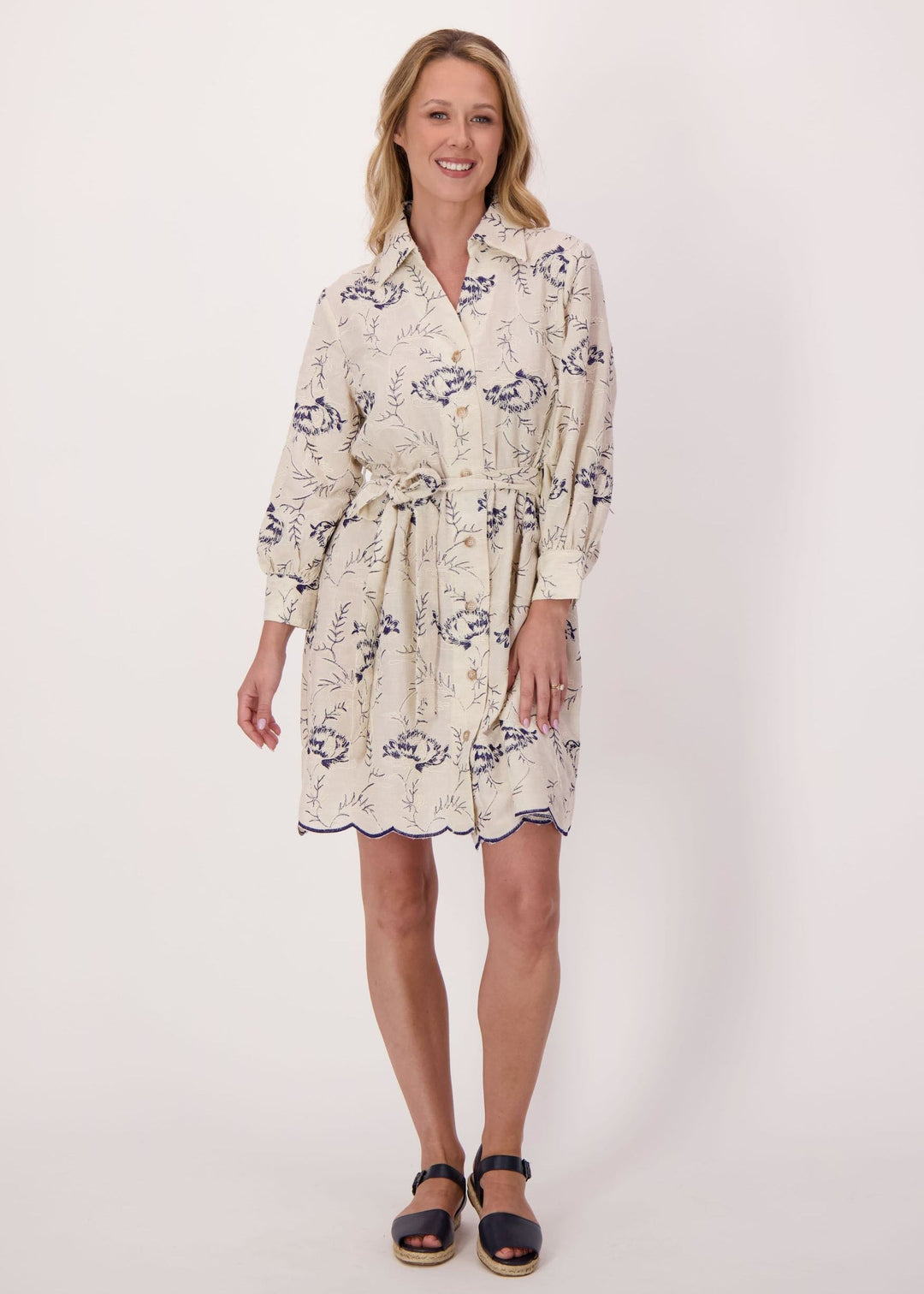 Gabby Isabella - Embroidered Scallop Hem Dress
