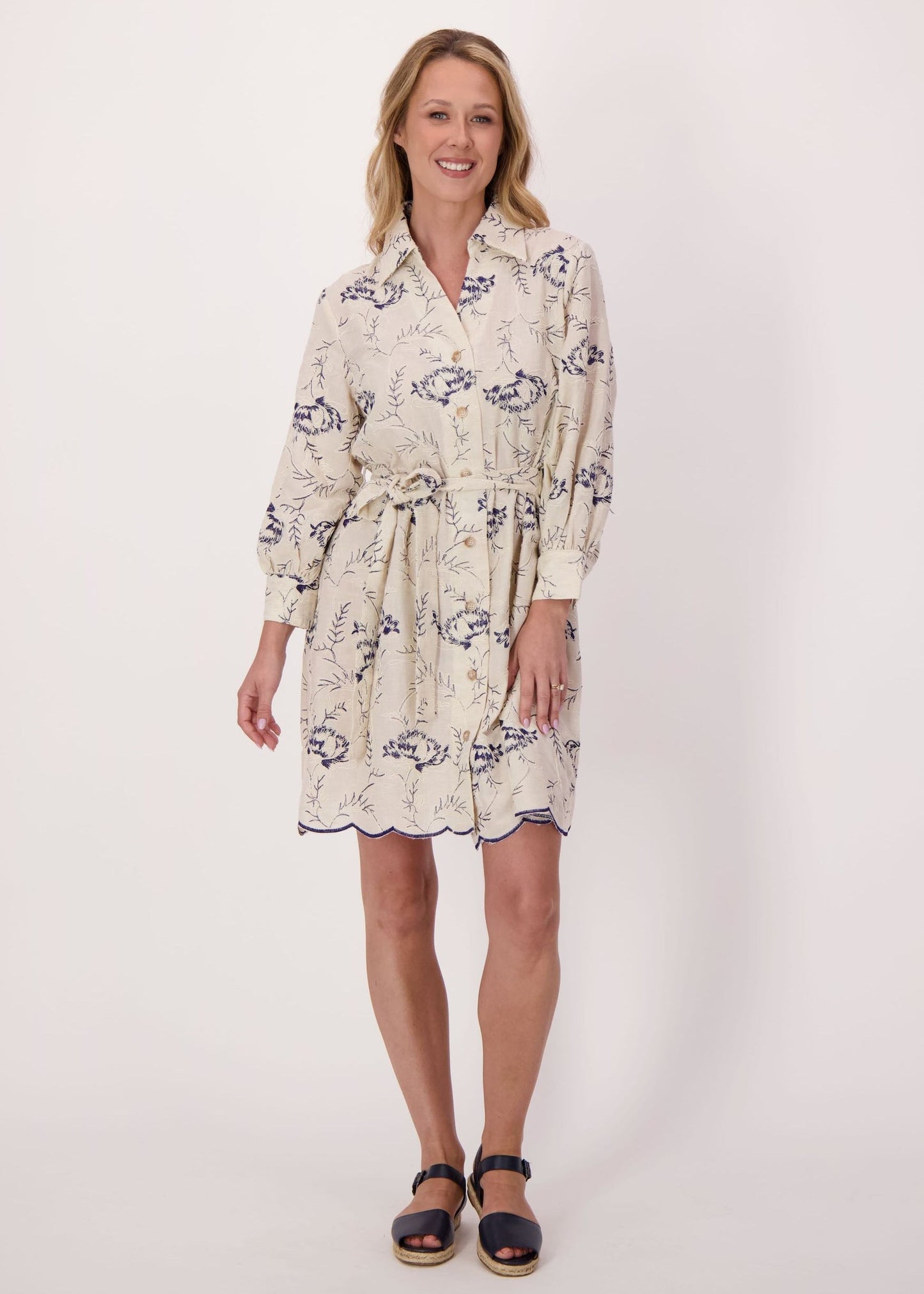 Gabby Isabella - Embroidered Scallop Hem Dress