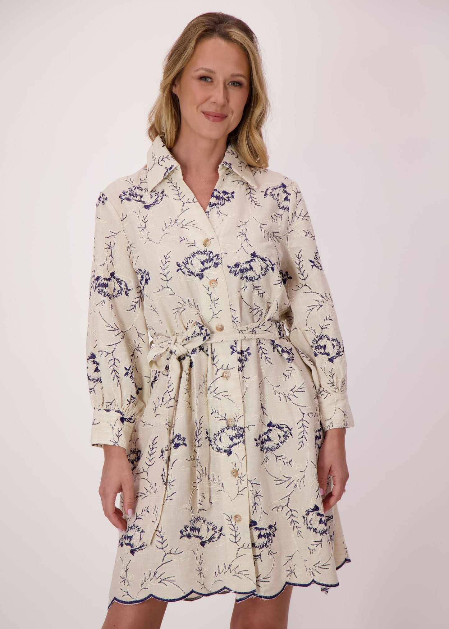 Gabby Isabella - Embroidered Scallop Hem Dress - SALE