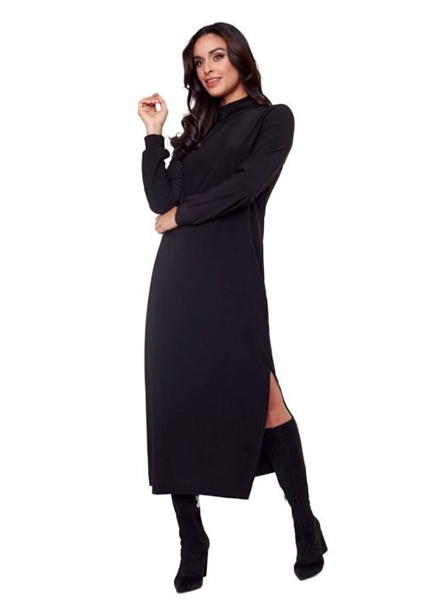 Compli K - Cowl Neck Long Sleeve Dress - SALE