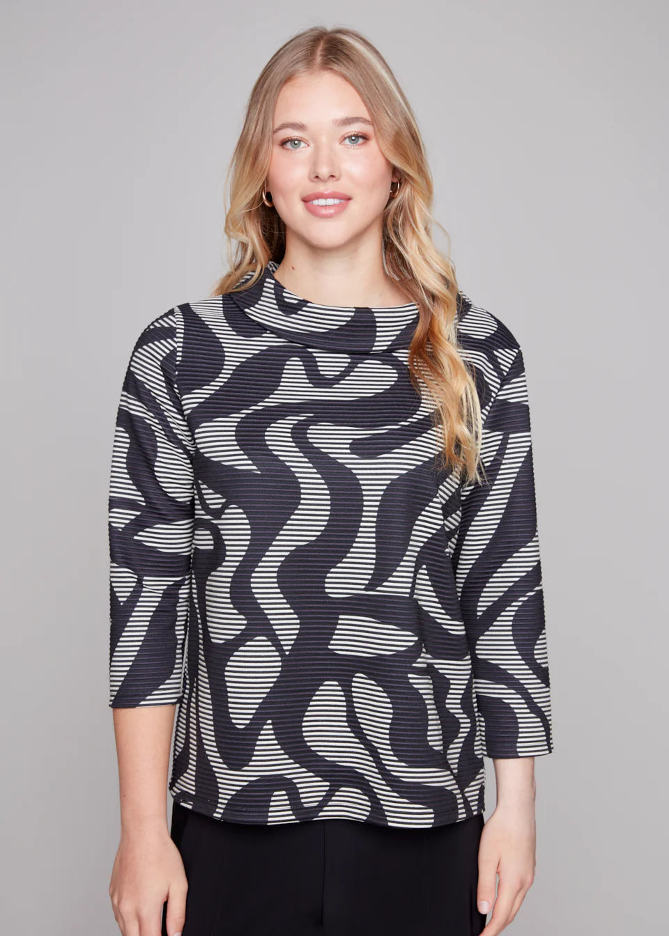 Compli K - Cowl Neck Abstract Print Top - SALE