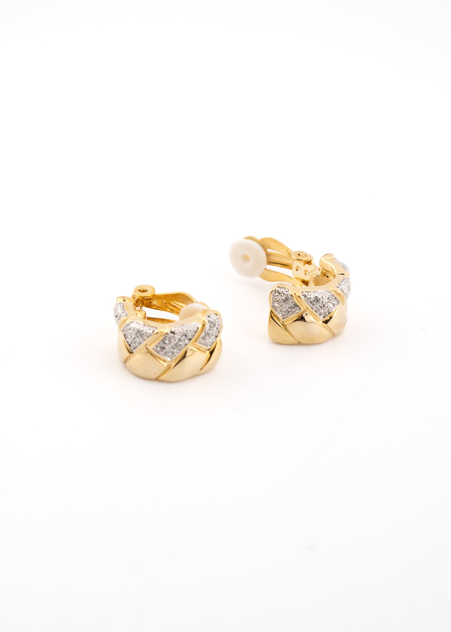 Braided Crystal Clip On Earrings