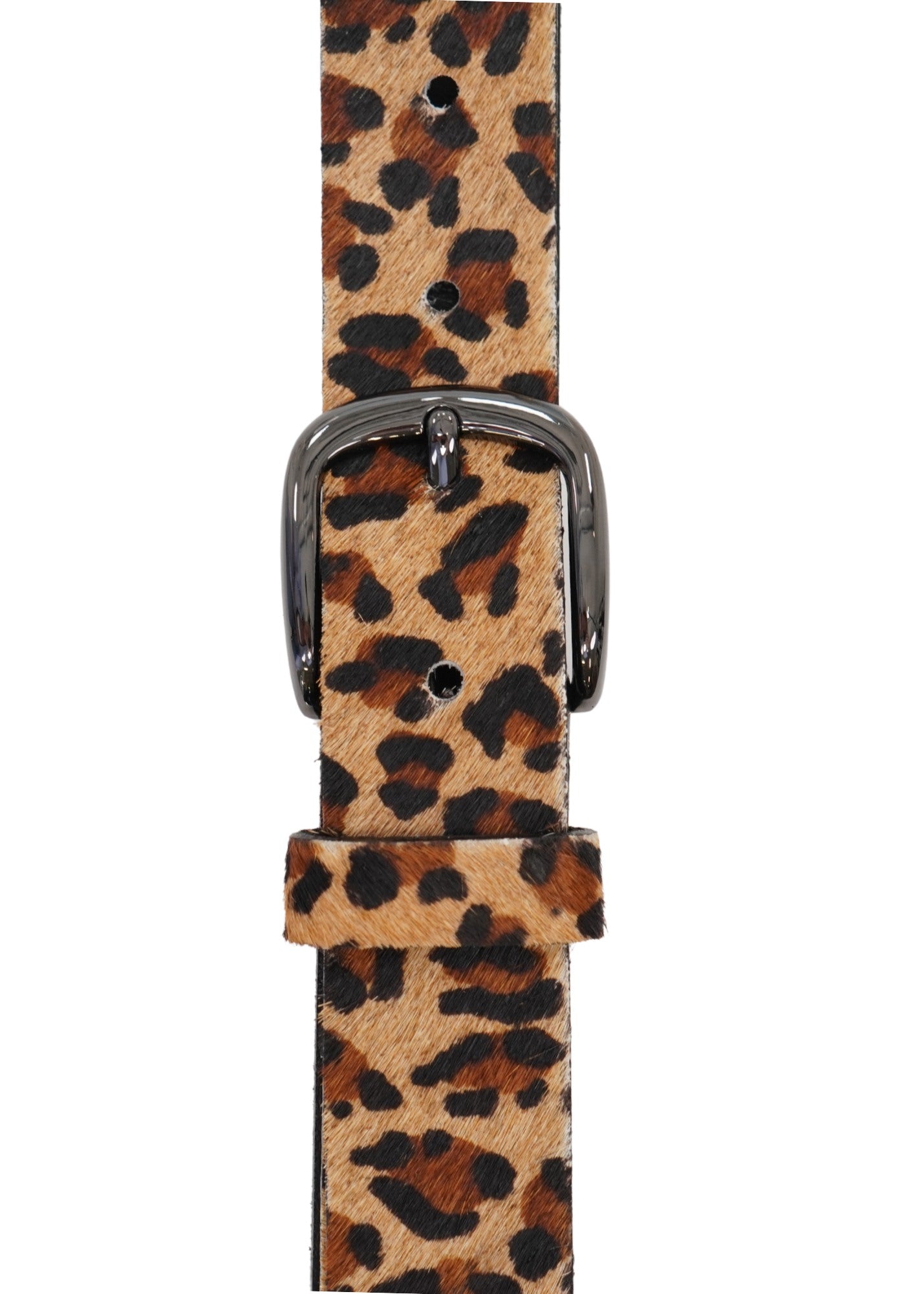 Landes - Leopard Leather Belt Square Buckle