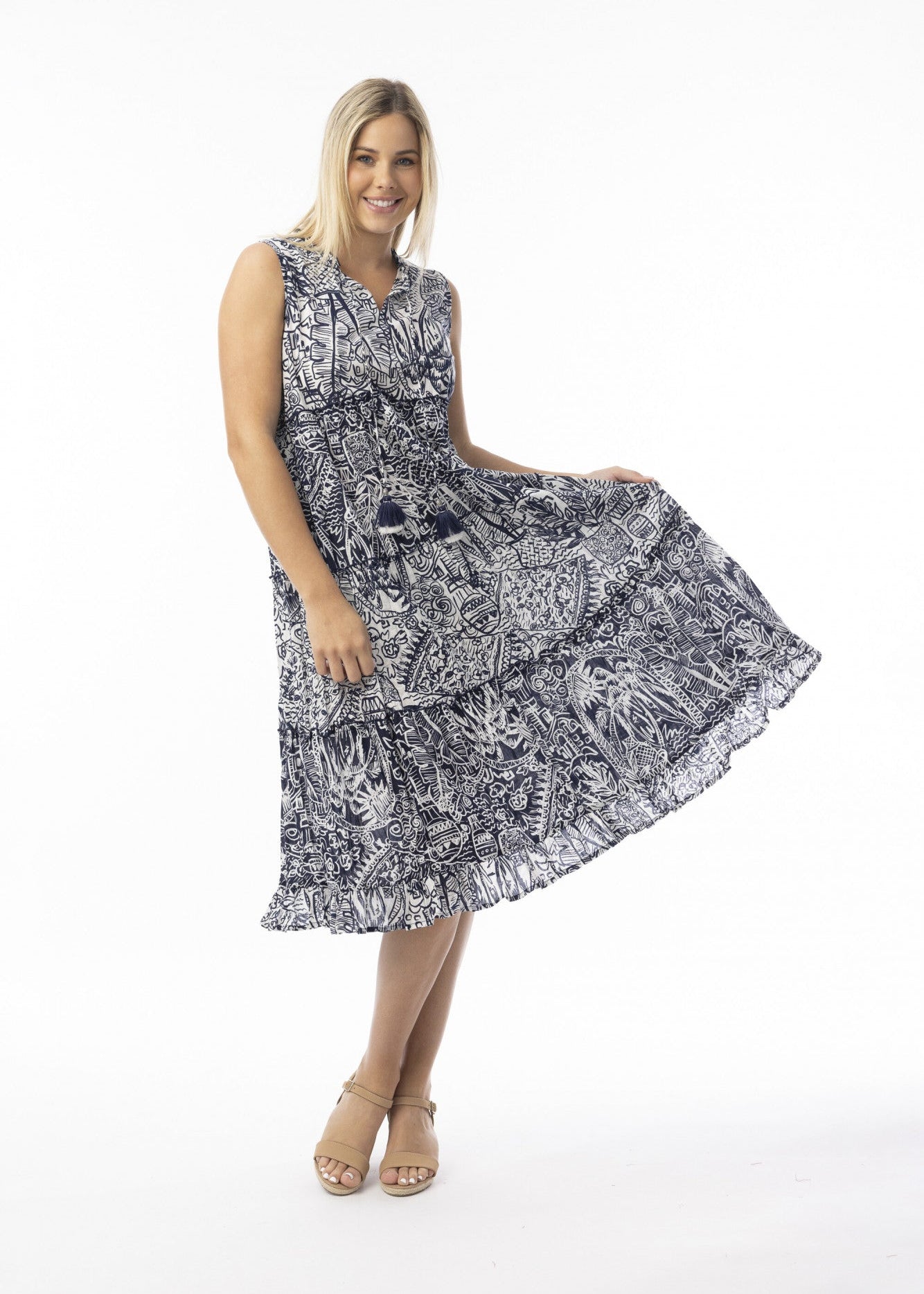 Orientique - Aksharay Navy Dress Boho Sleeveless