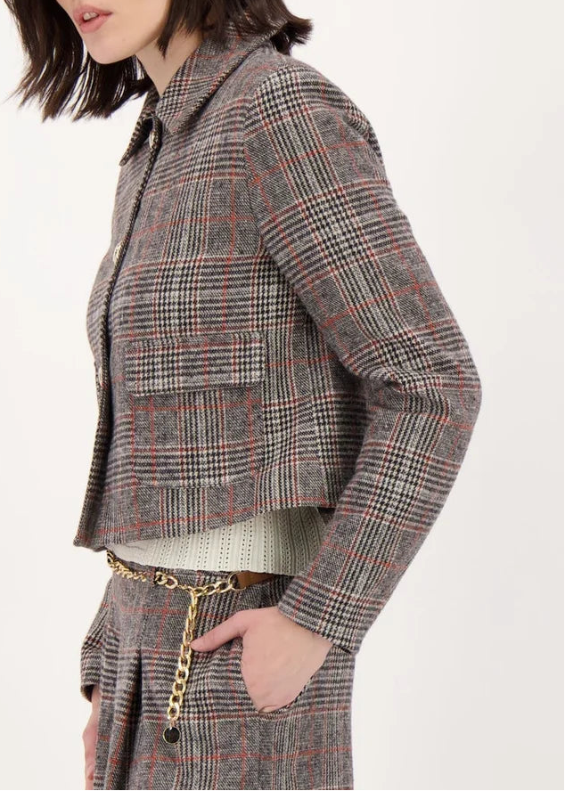 Spanner - Check Boxy-Fit Front Patch Pocket Jacket