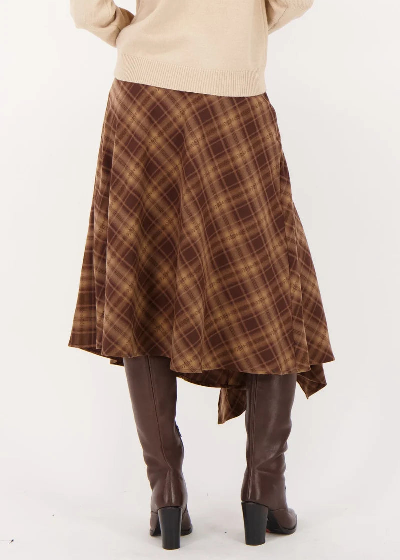 Gabby Isabella - Plaid Asymmetrical Belted Skirt