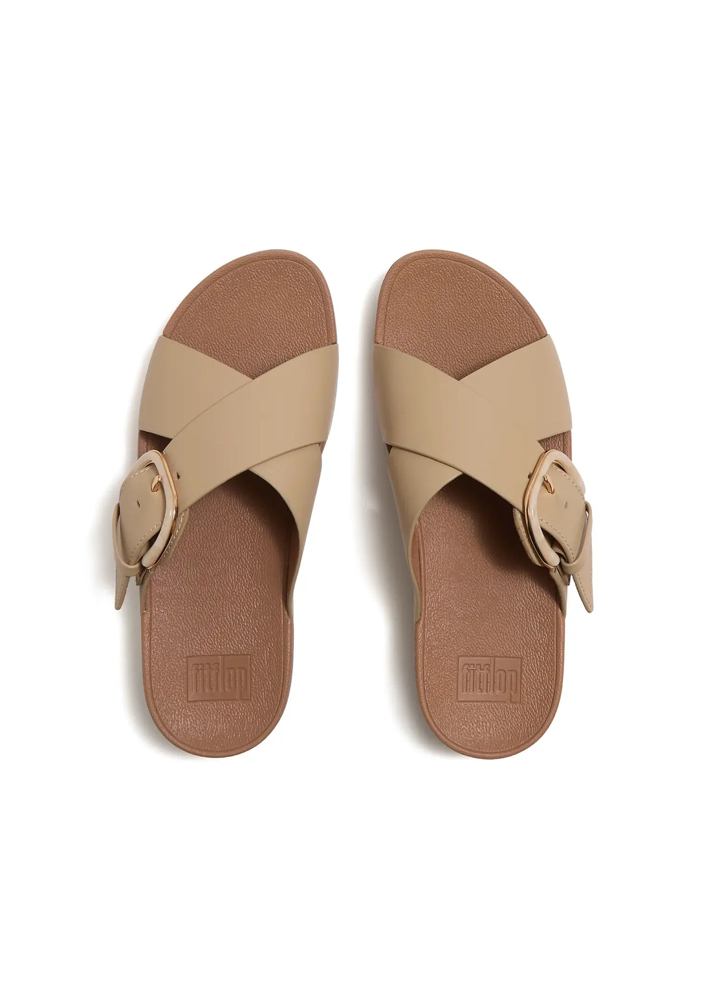 FitFlop - LULU Resin-Buckle Leather Cross Slides