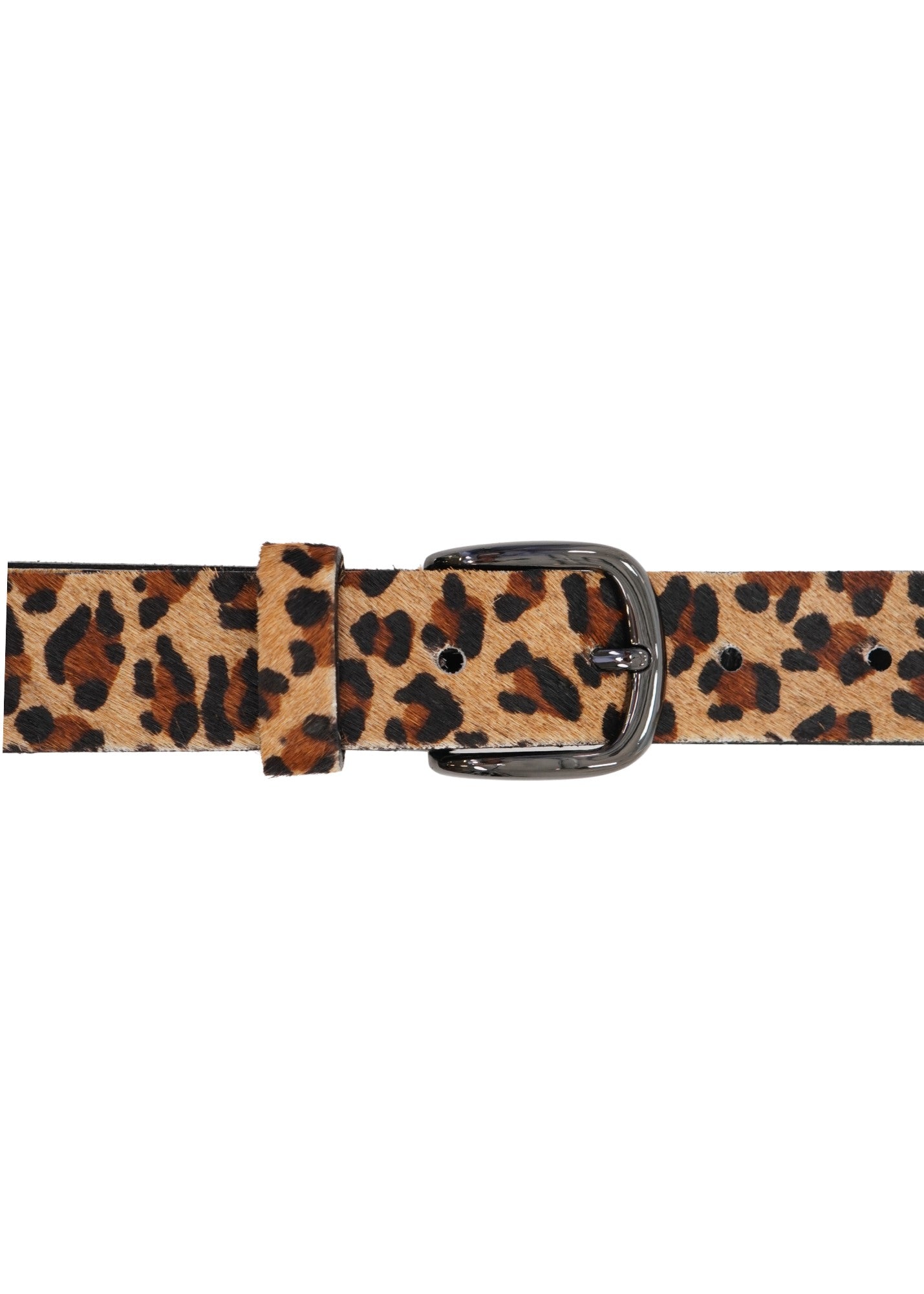 Landes - Leopard Leather Belt Square Buckle