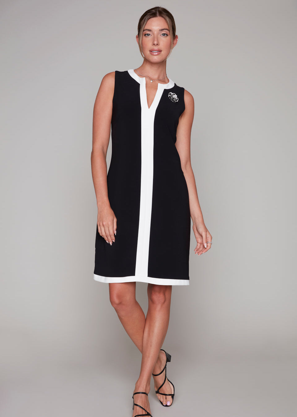 Compli K - V-neck Dress with Brooch - SALE