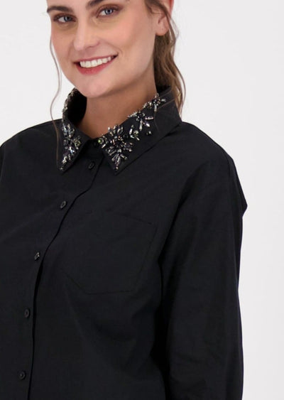 Gabby Isabella - Jewelled Collar Button Blouse