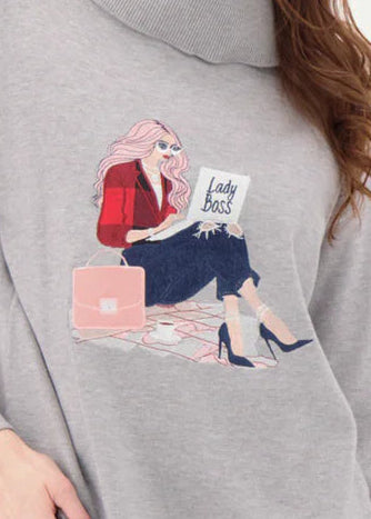 Gabby Isabella - Cowl Neckline Mixed Media Back Lacing Sweater - SALE