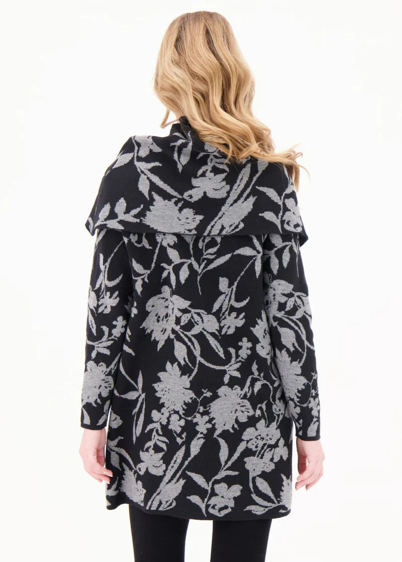Gabby Isabella - Floral Intarsia Tunic With Removable Scarf - SALE