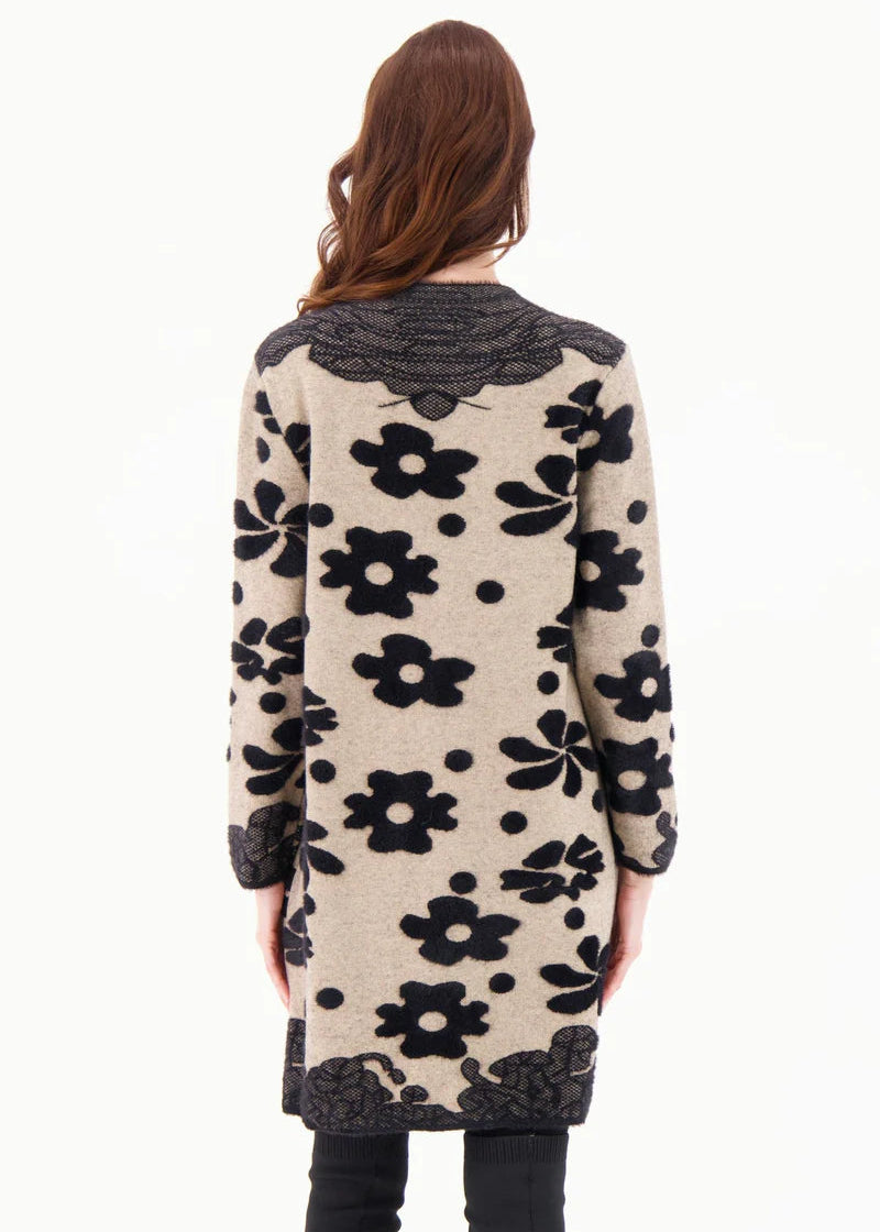 Gabby Isabella - Flocked Floral Sweater Tunic Dress - SALE