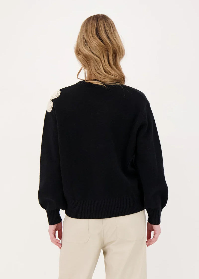 Gabby Isabella - Macrame Flower Applique Sweater - SALE