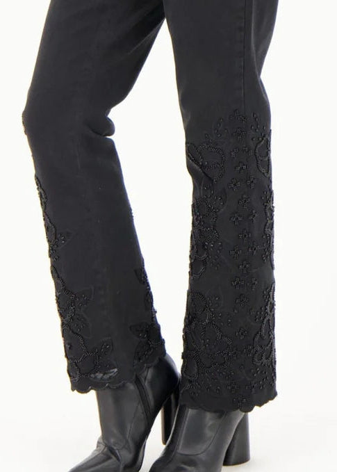 Gabby Isbella - Floral Embroidered Beaded Denim - SALE